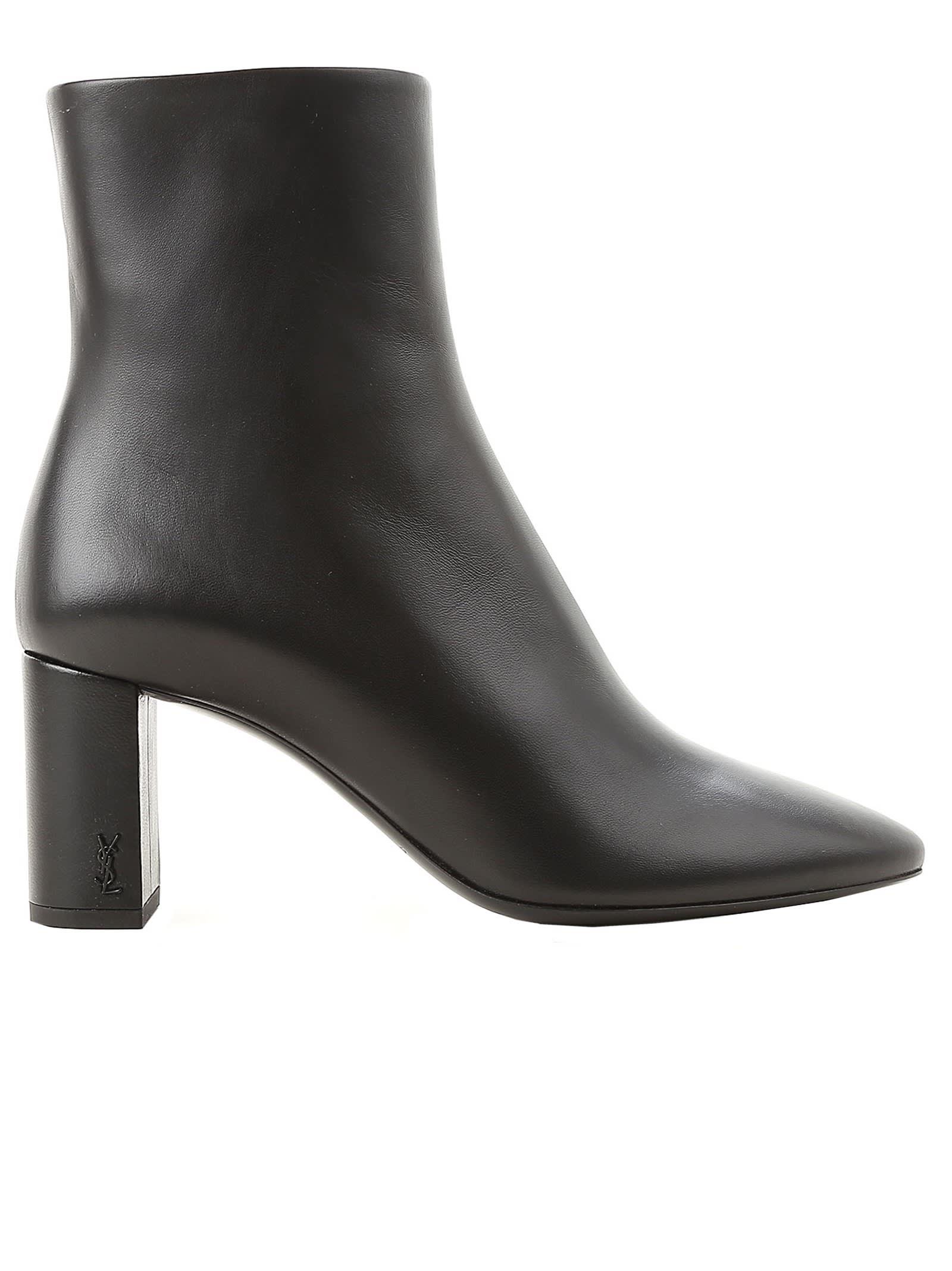 Buy Saint Laurent Black Leather Lou 70 Pin Zip Ankle Boots online, shop Saint Laurent shoes with free shipping