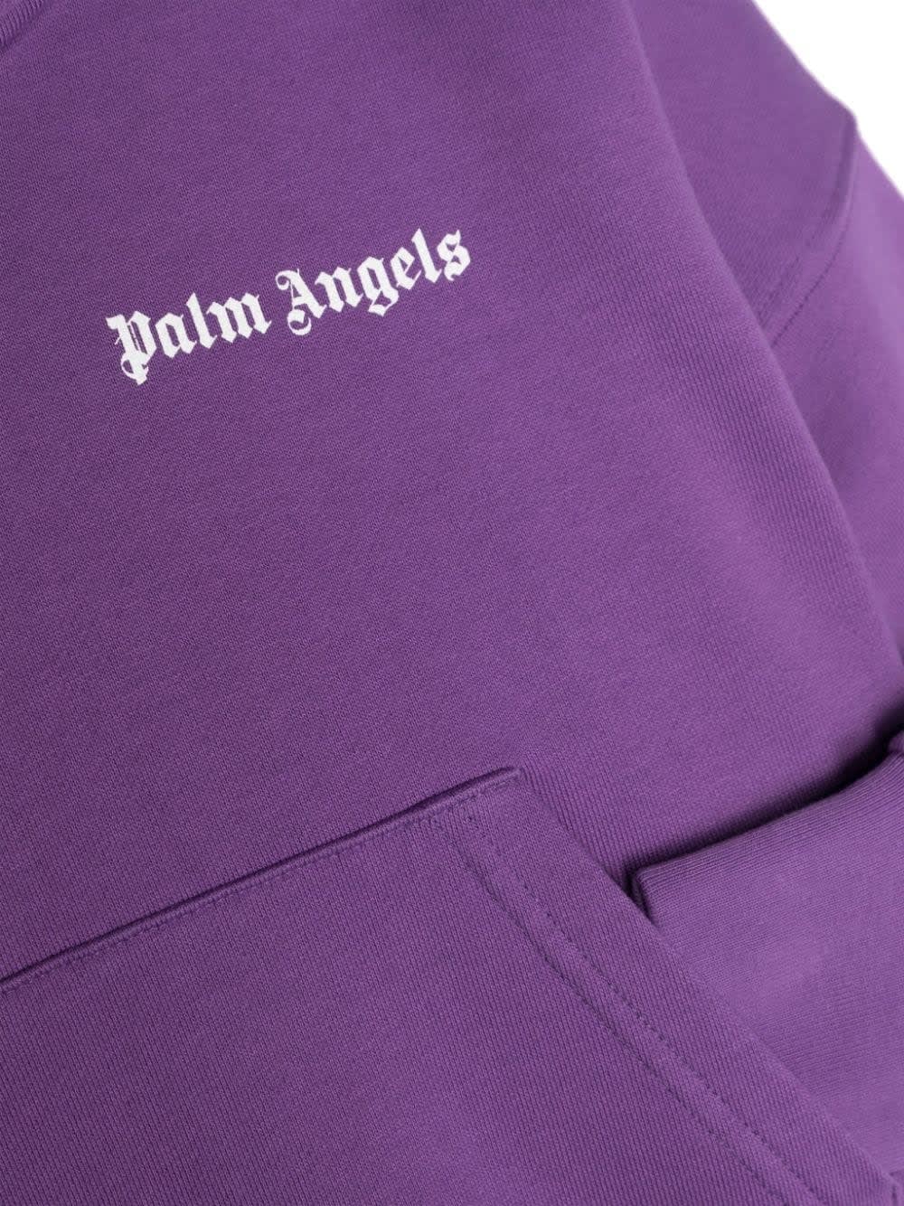 Shop Palm Angels Purple Hoodie With Logo