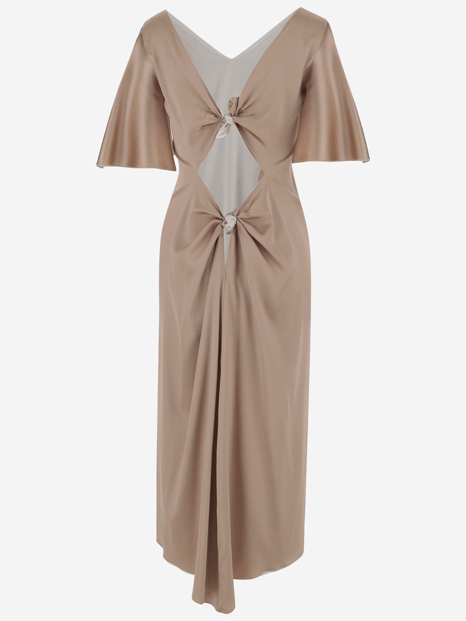 Stephan Janson Twenty Dress Made Of Silk Satin In Beige
