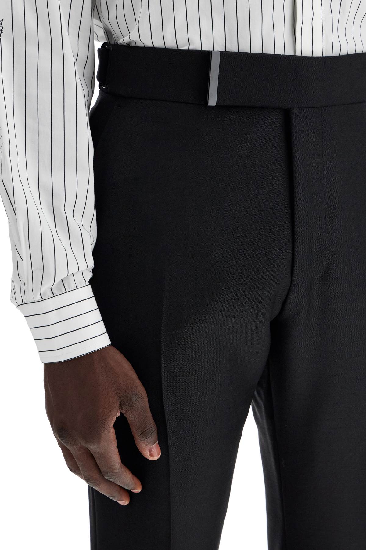 Shop Tom Ford Tailored Wool And Mohair Trousers In Black (black)