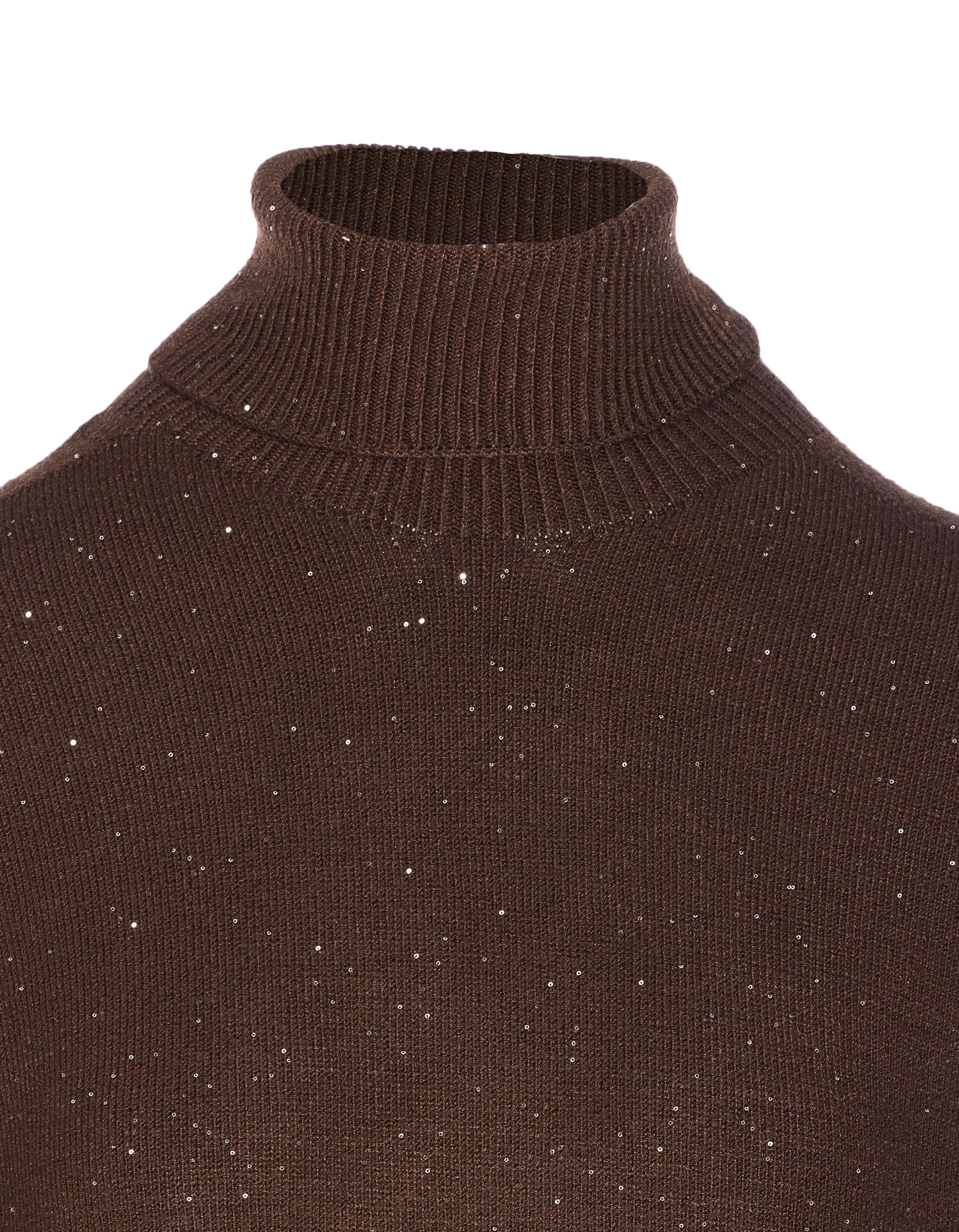 Liu •jo Sequined High Neck Midi Dress In Brown