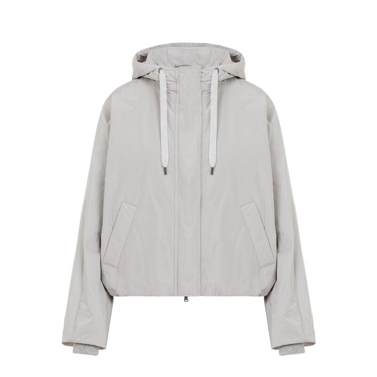 Shop Brunello Cucinelli Drawstring Hooded Jacket In Grey