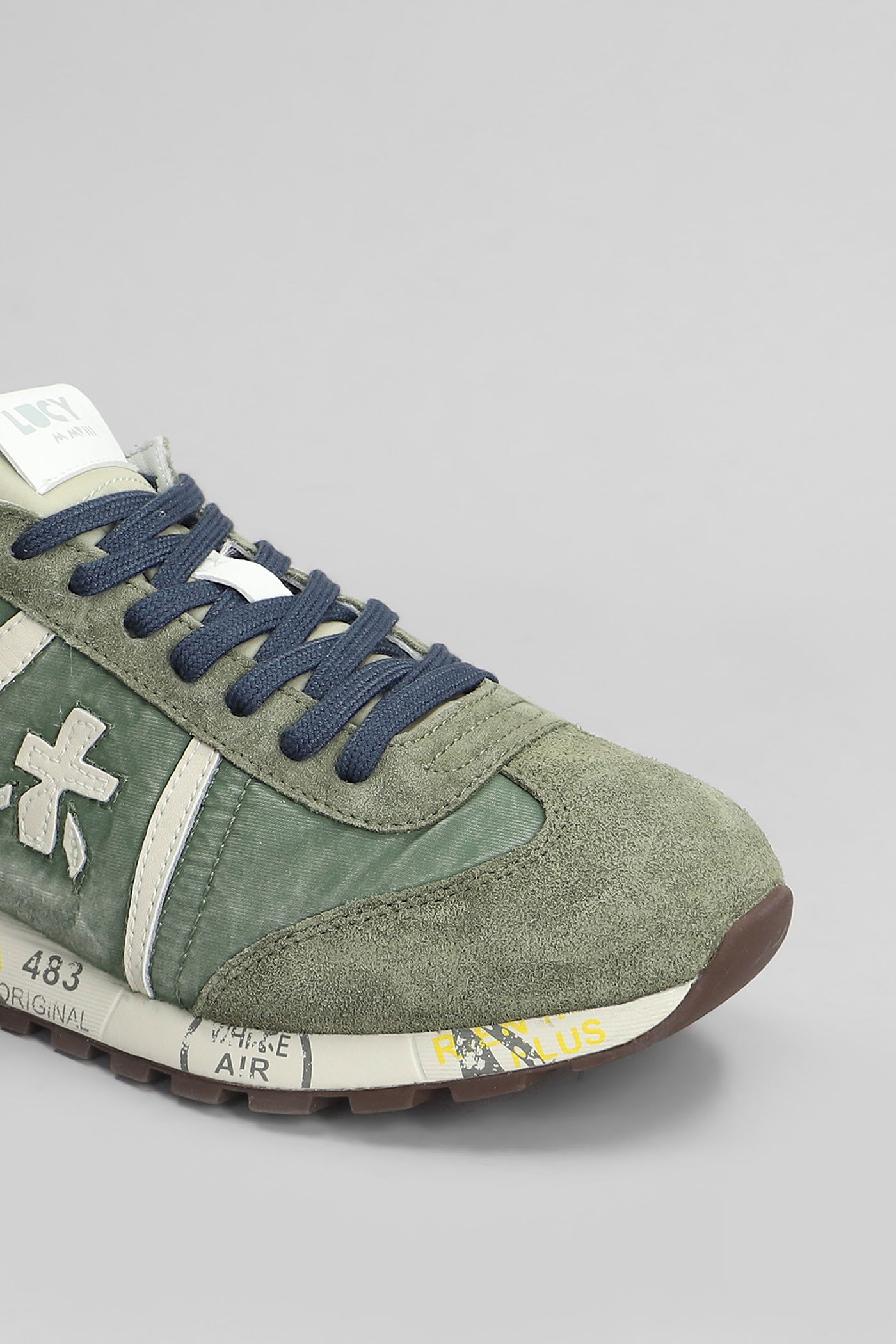 Premiata Lucy Sneakers In Green Suede And Fabric In Green
