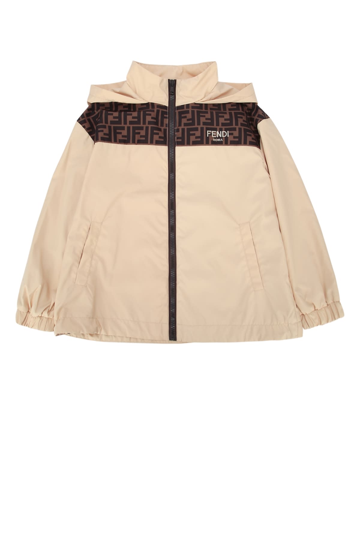 Fendi Boy's Monogram-print Windbreaker In Neutral