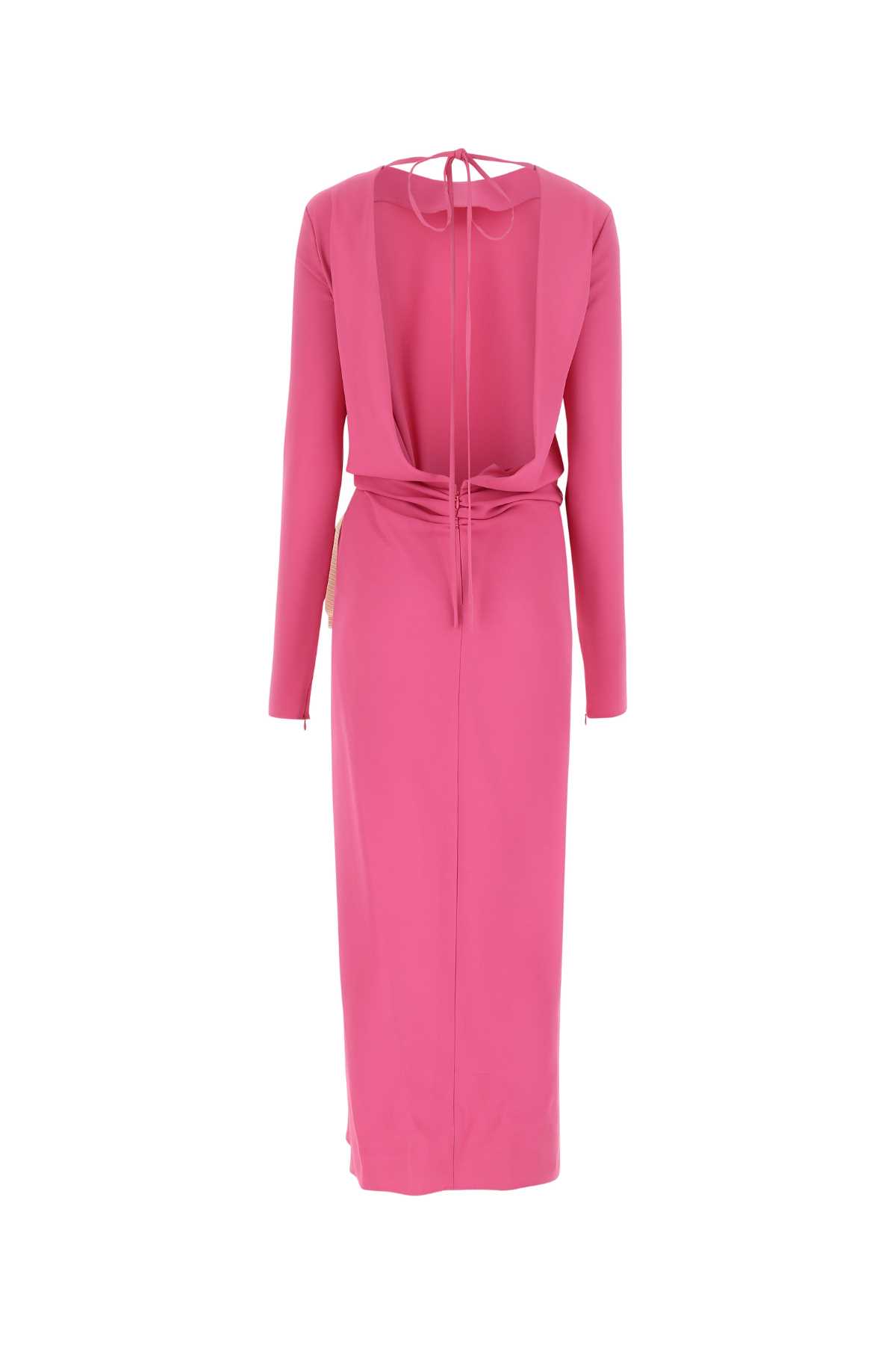 Shop Lanvin Dark Pink Stretch Crepe Long Dress In 55