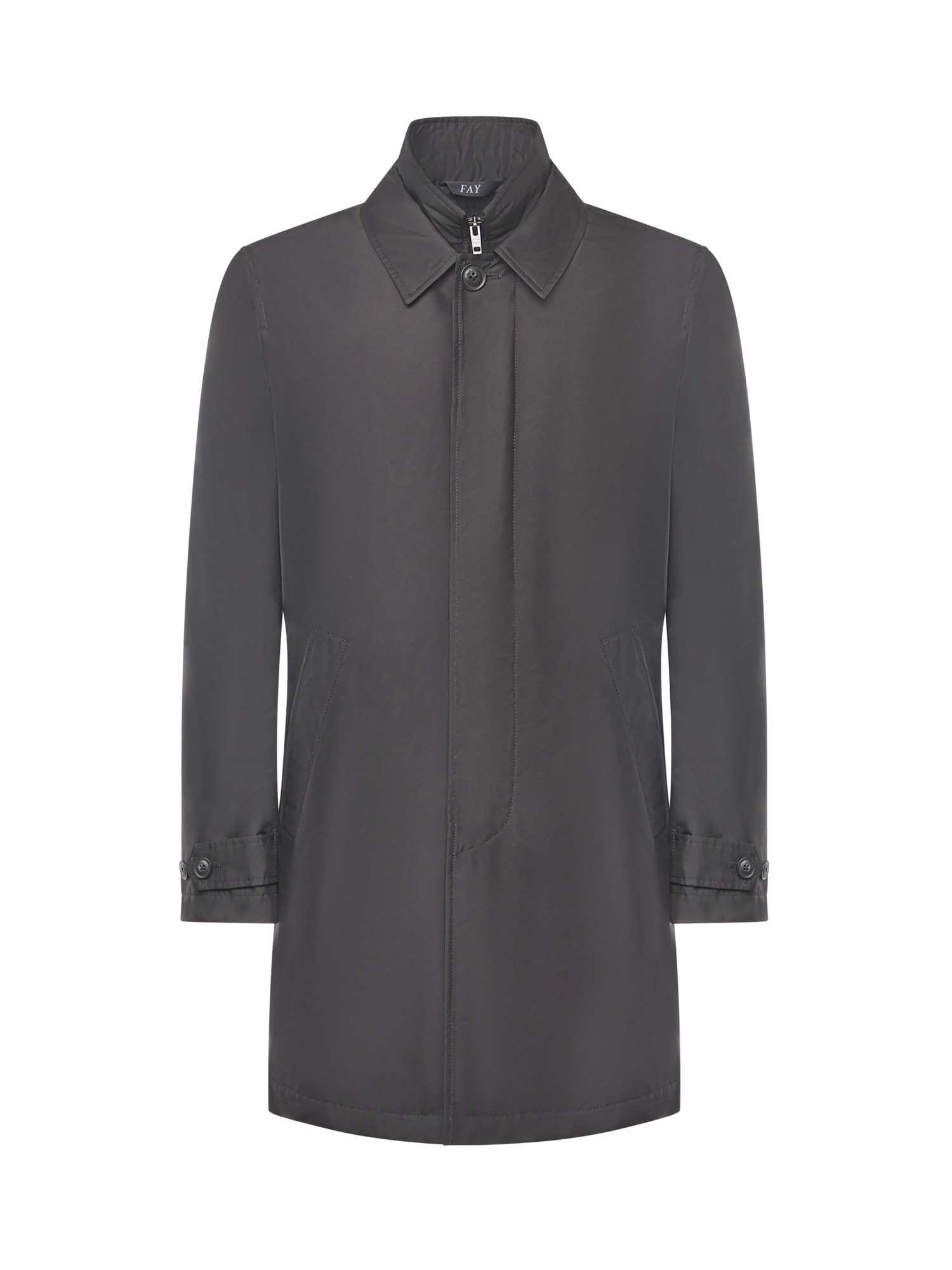 Fay Technical Poplin Morning Coat In Black