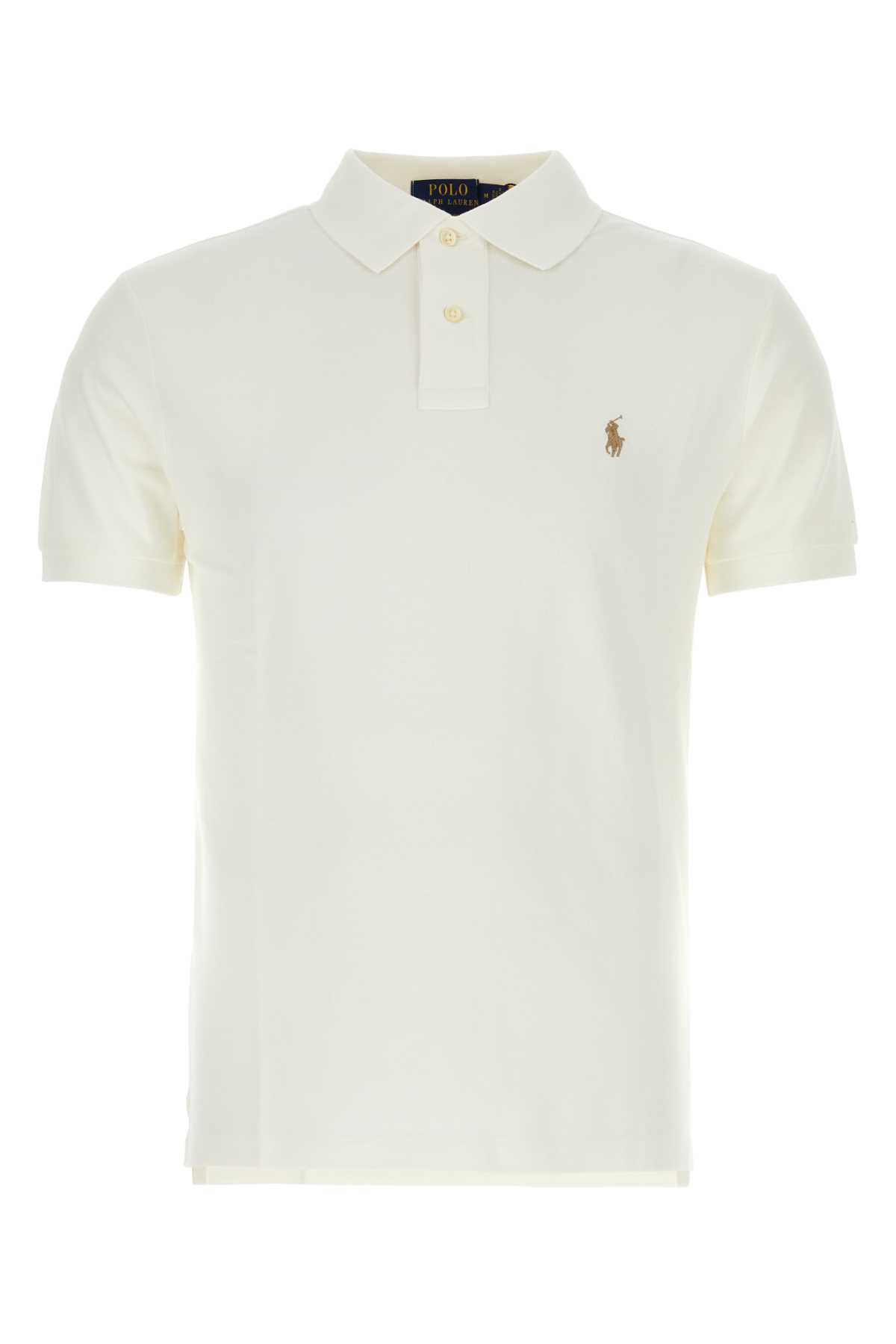 Shop Polo Ralph Lauren White Piquet Polo Shirt In Deckwashwhite