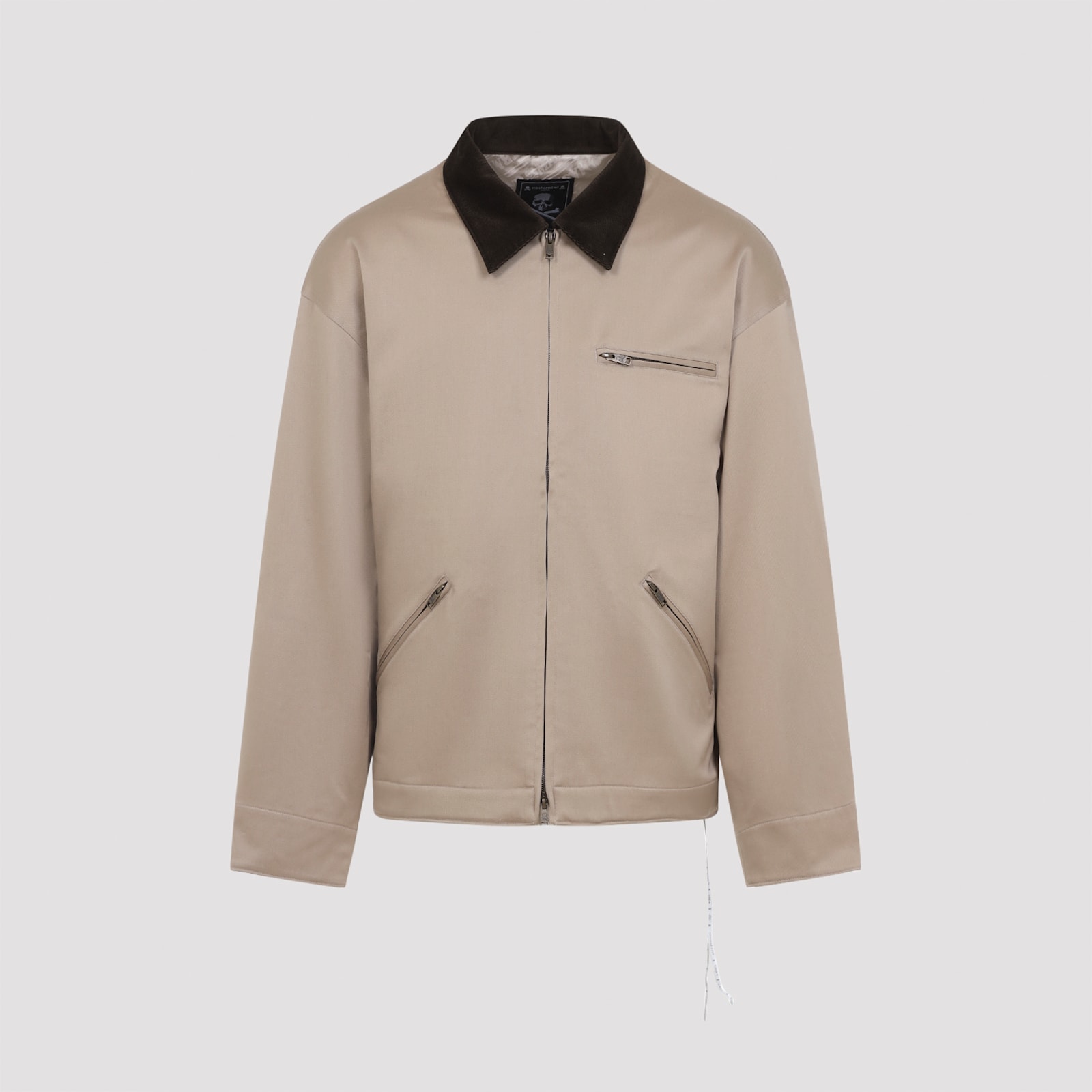 Mastermind Japan Mj Aviator Corduroy-collar Cotton Jacket In Gray