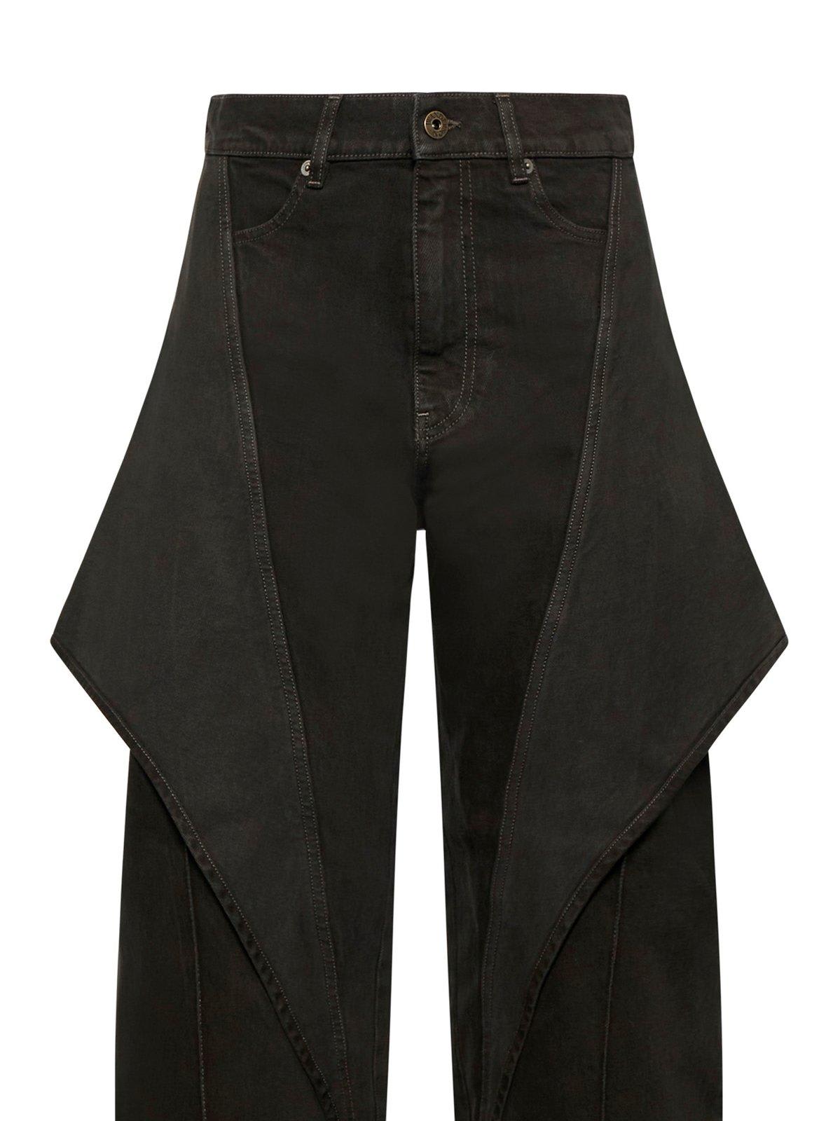 Shop Jw Anderson Cropped Sculptural Denim Jeans In Black