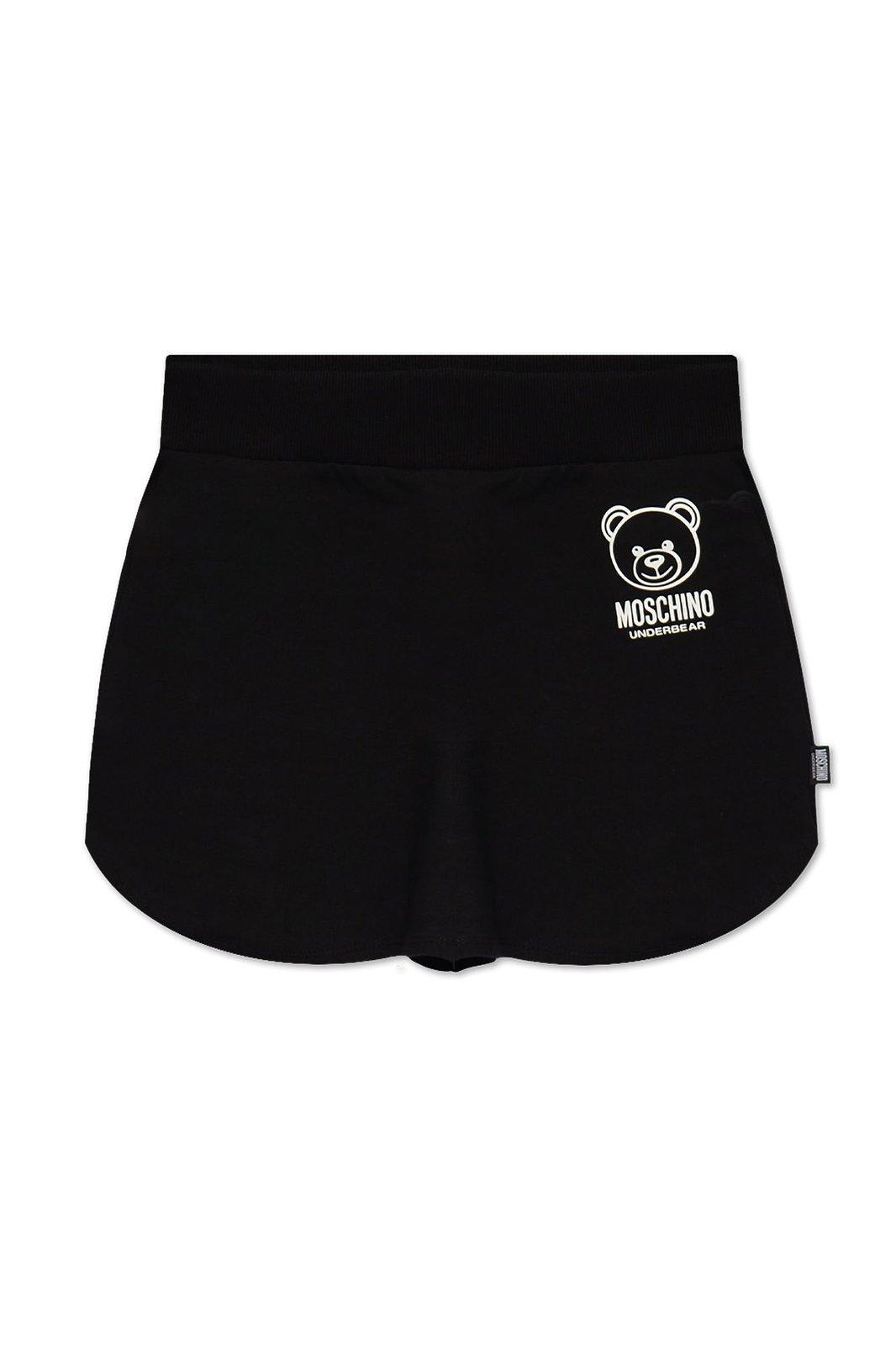 Shop Moschino Teddy Bear Logo Detailed Shorts In Black