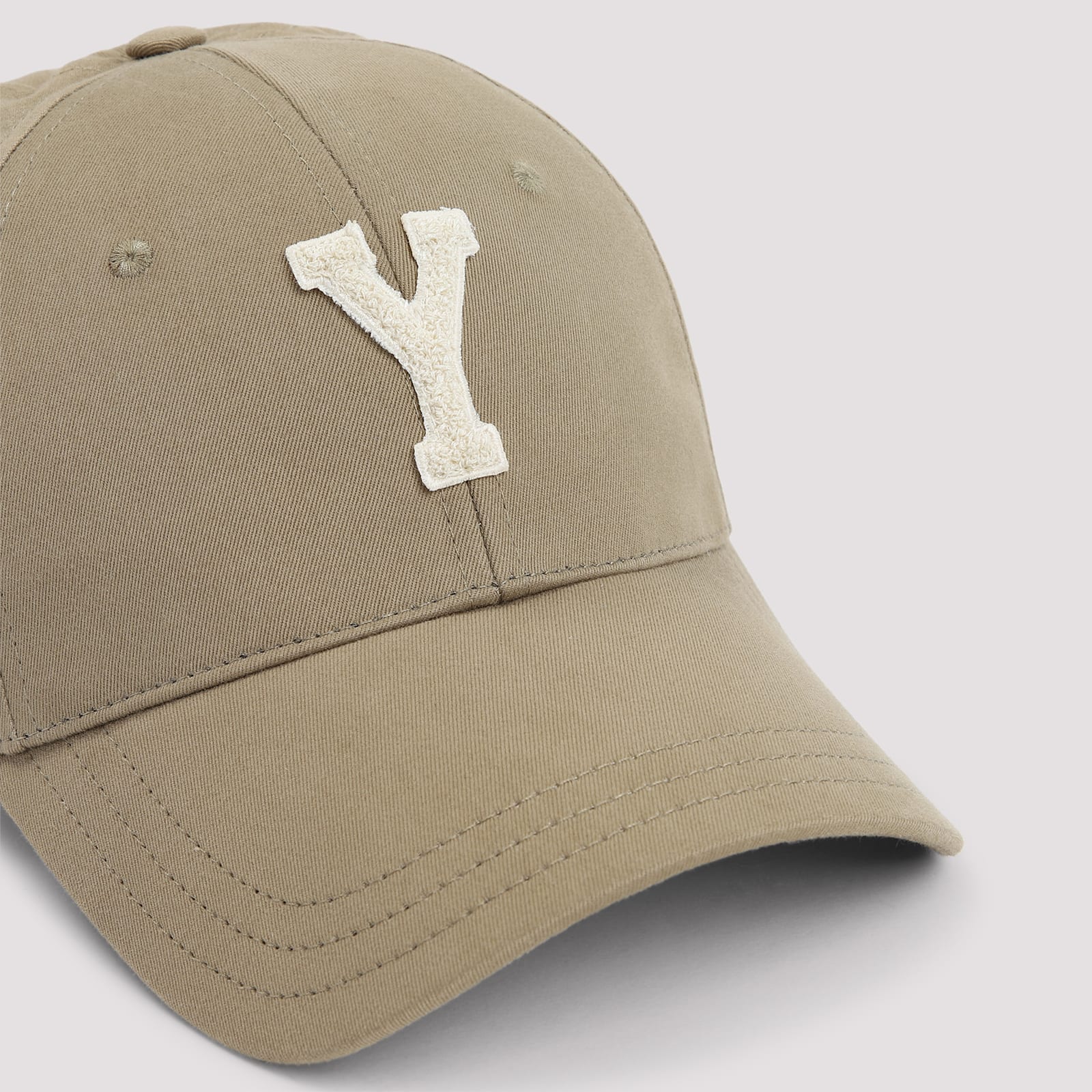 Saint Laurent Classic Baseball Cap With Embroidered Letter Y In Kaki Avorio