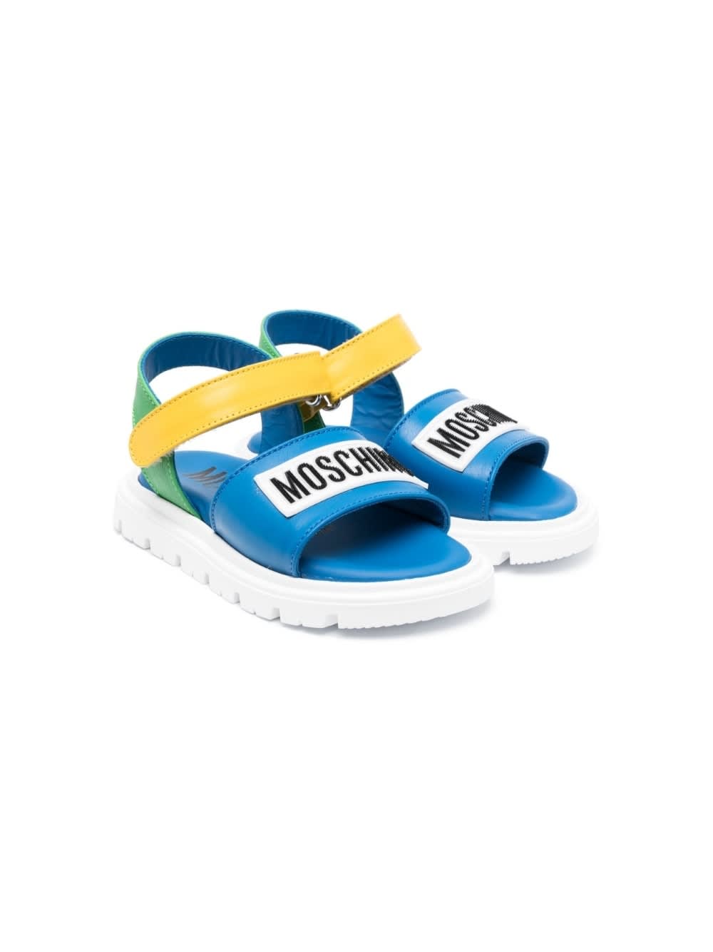 Shop Moschino Sandals With Logo In Blue