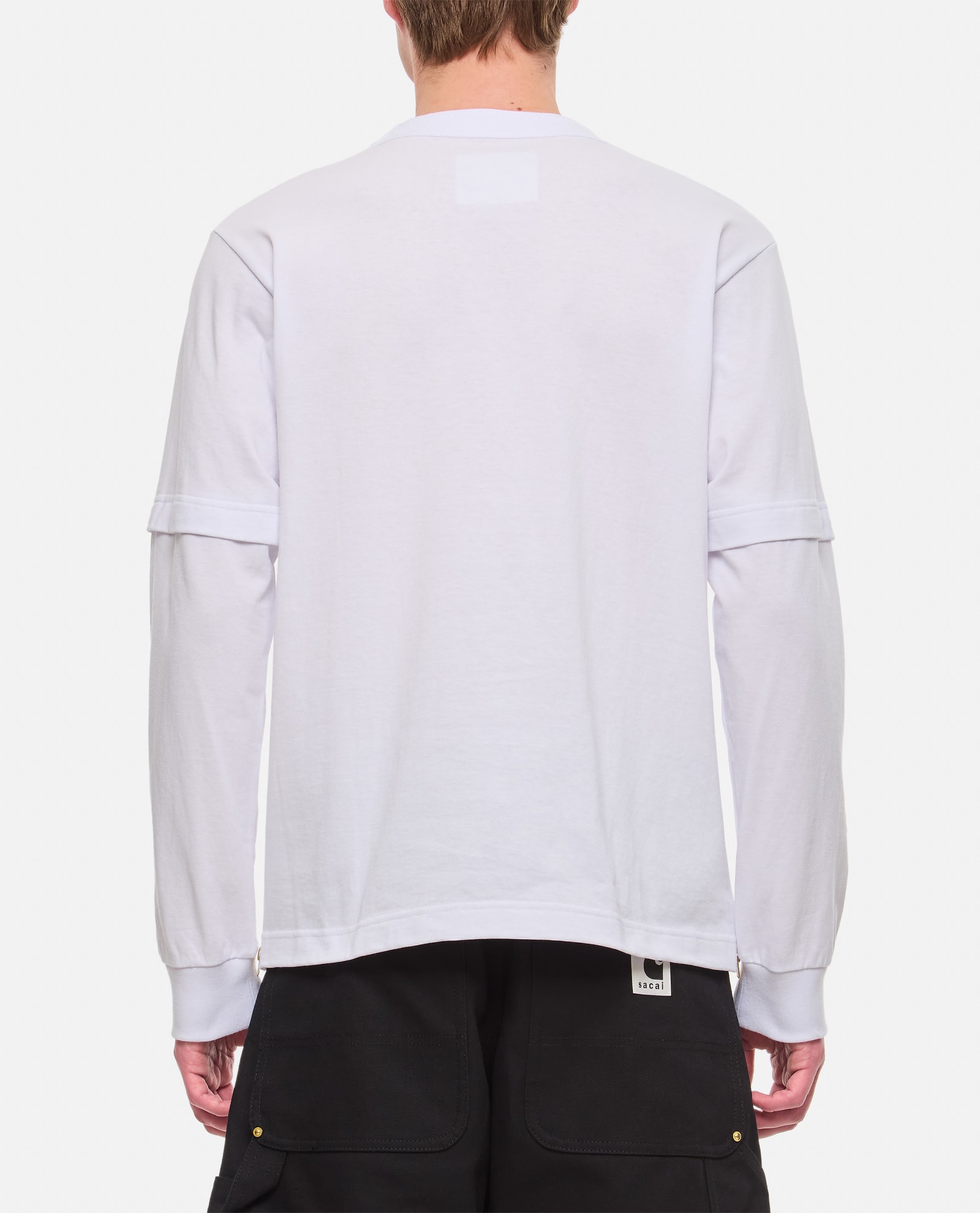 Shop Sacai X Carhartt Wip L/s Cotton T-shirt In White