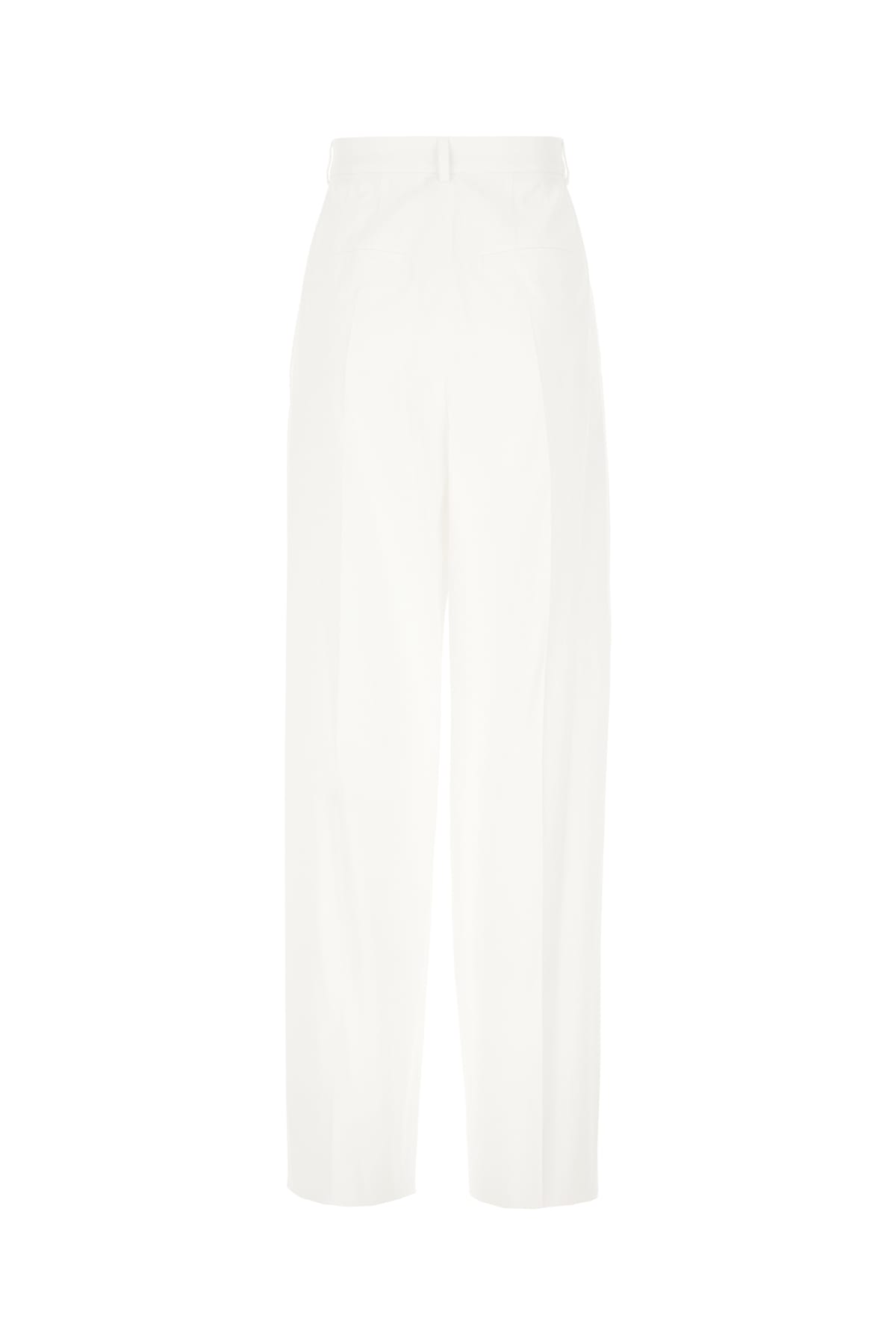 Sportmax Cotton Trousers With Pleated Design And Pockets In Biancoottico