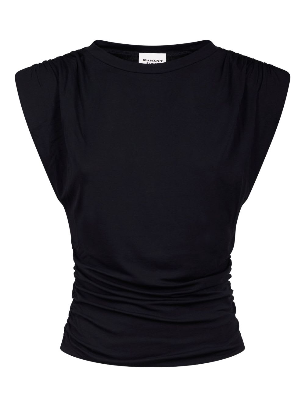 Isabel Marant Étoile Fitted Black Top With Gathered Shoulders And Ruched Sides In Black