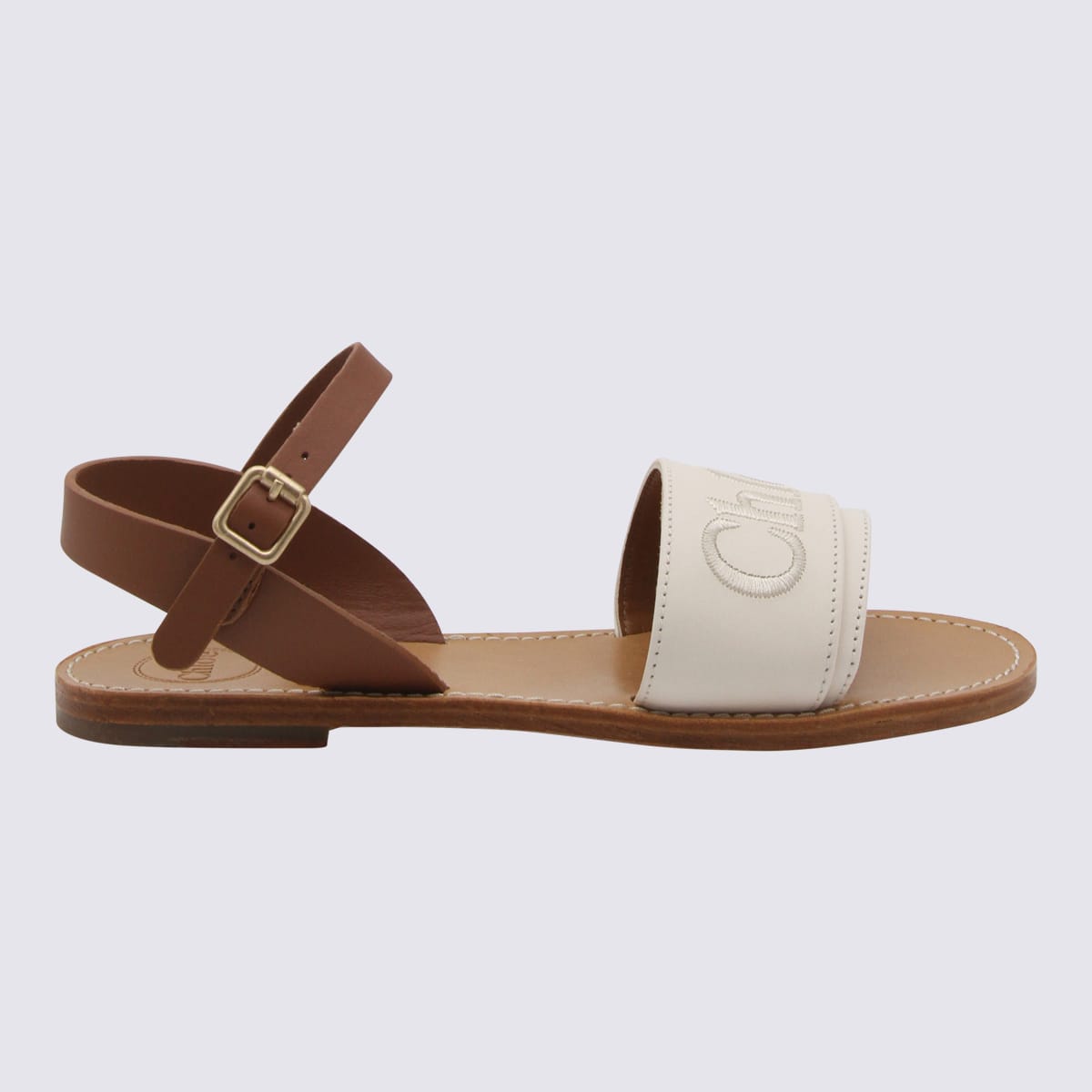 Chloé Kids' Avorio Leather Sandals In Ivory