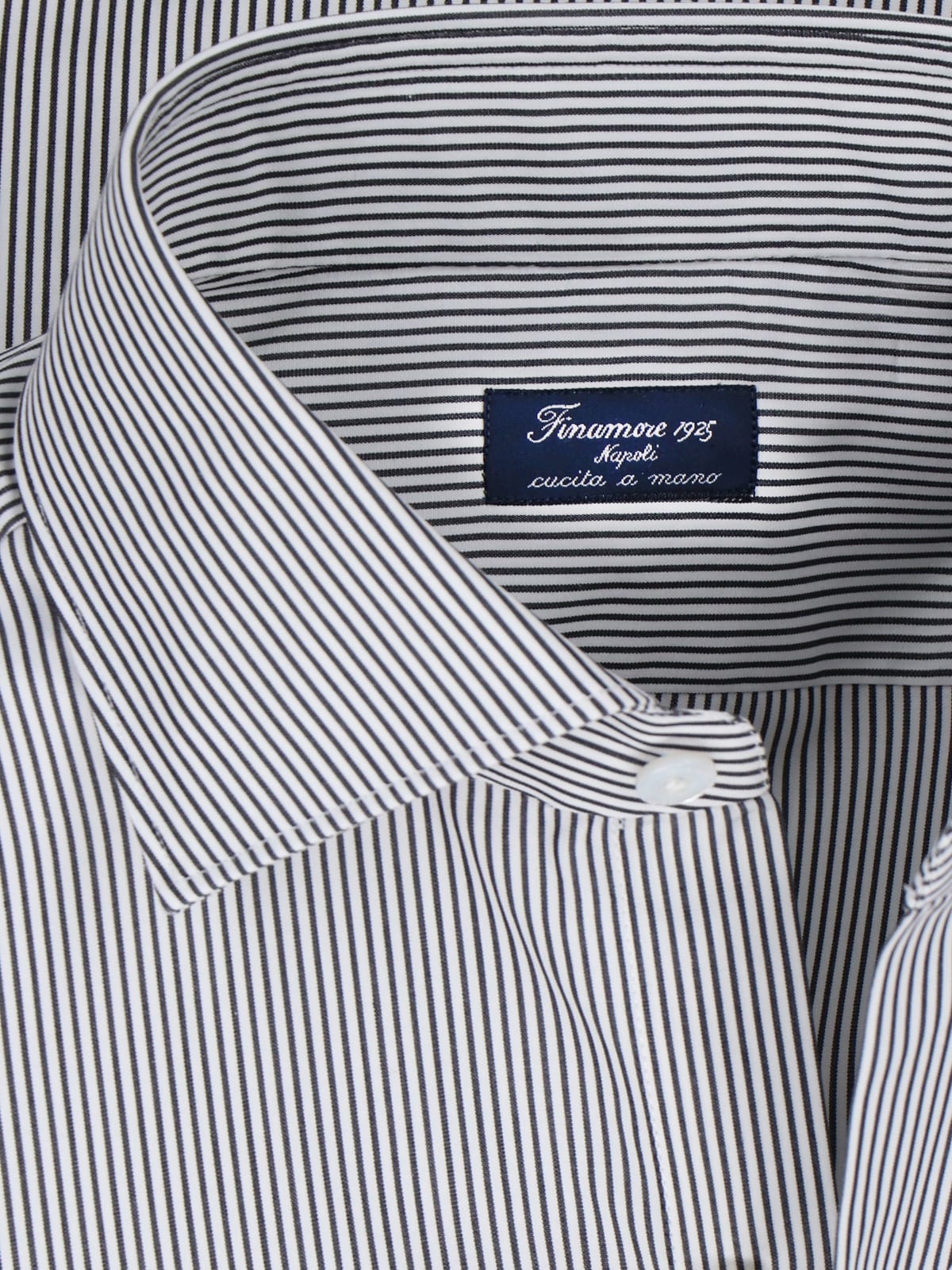 Shop Finamore Striped Shirt In Gray