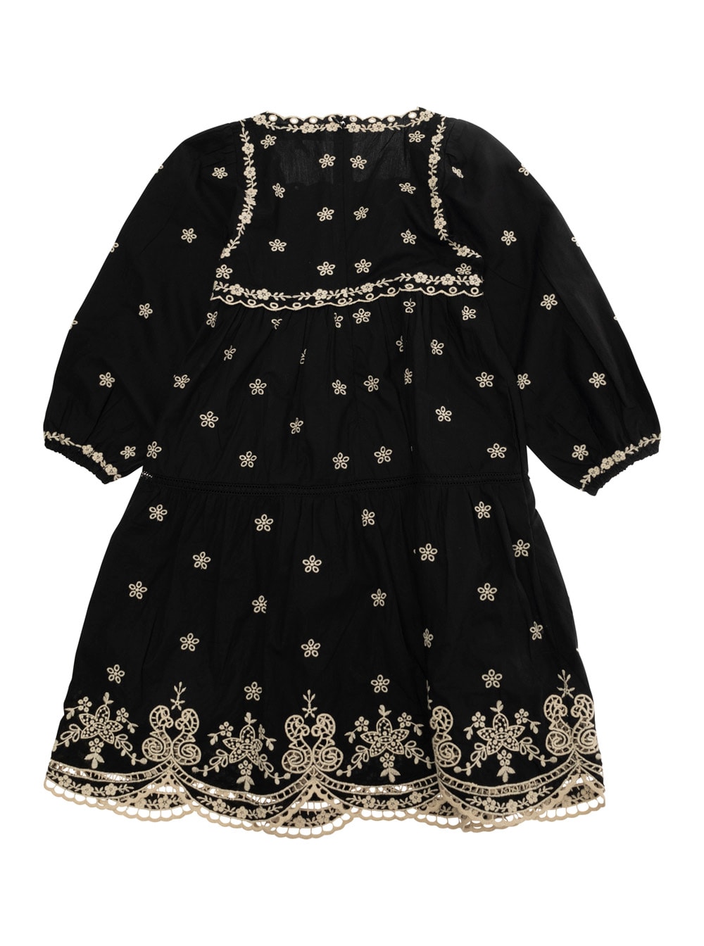 SEA NEW YORK KINGSLEY BLACK DRESS WITH ALL-OVER EMBROIDERY IN COTTON GIRLS