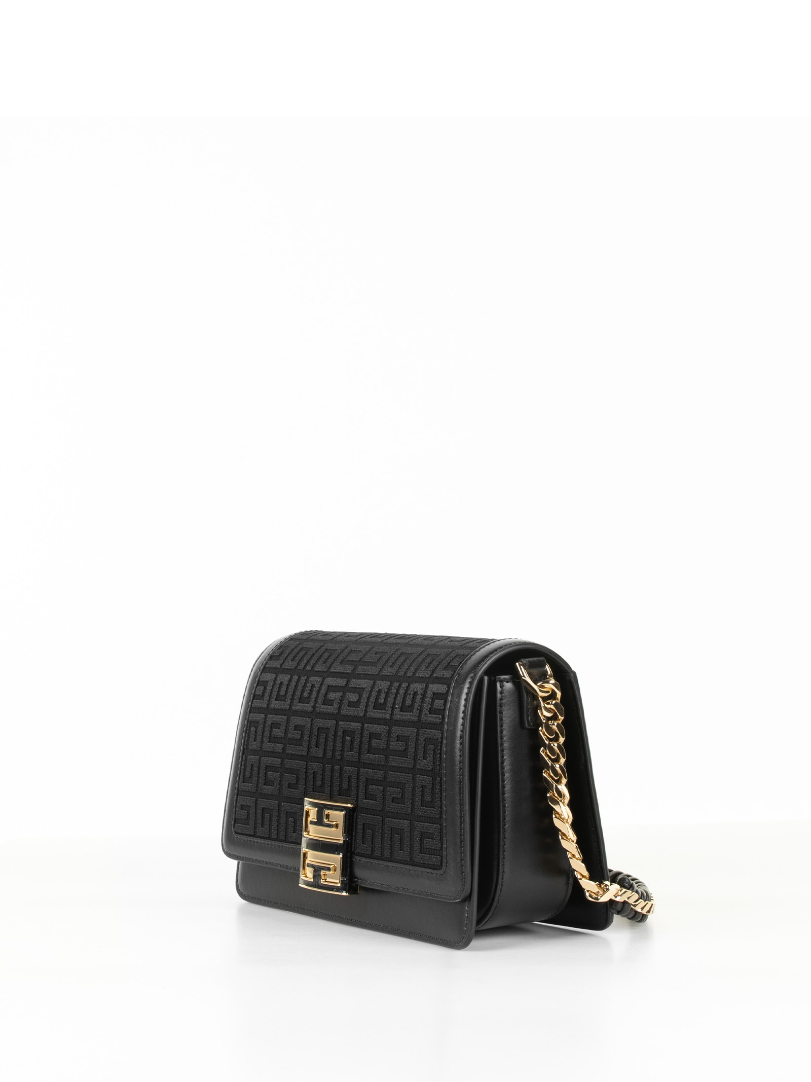 Shop Givenchy Medium Shoulder Bag With 4g Embroidery In Black