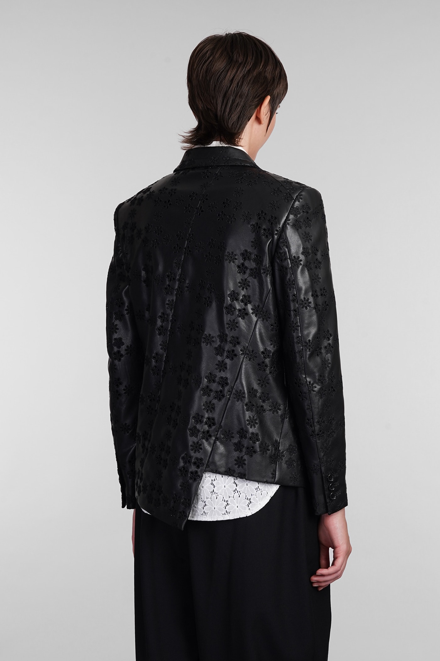 Shop Comme Des Garçons Leather Jacket In Black Polyuretan