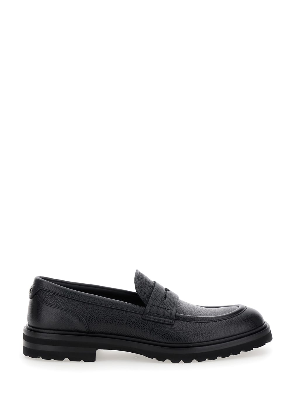 altavilla Black Loafers With Dg Logo On The Heel In Brushed Leather Man