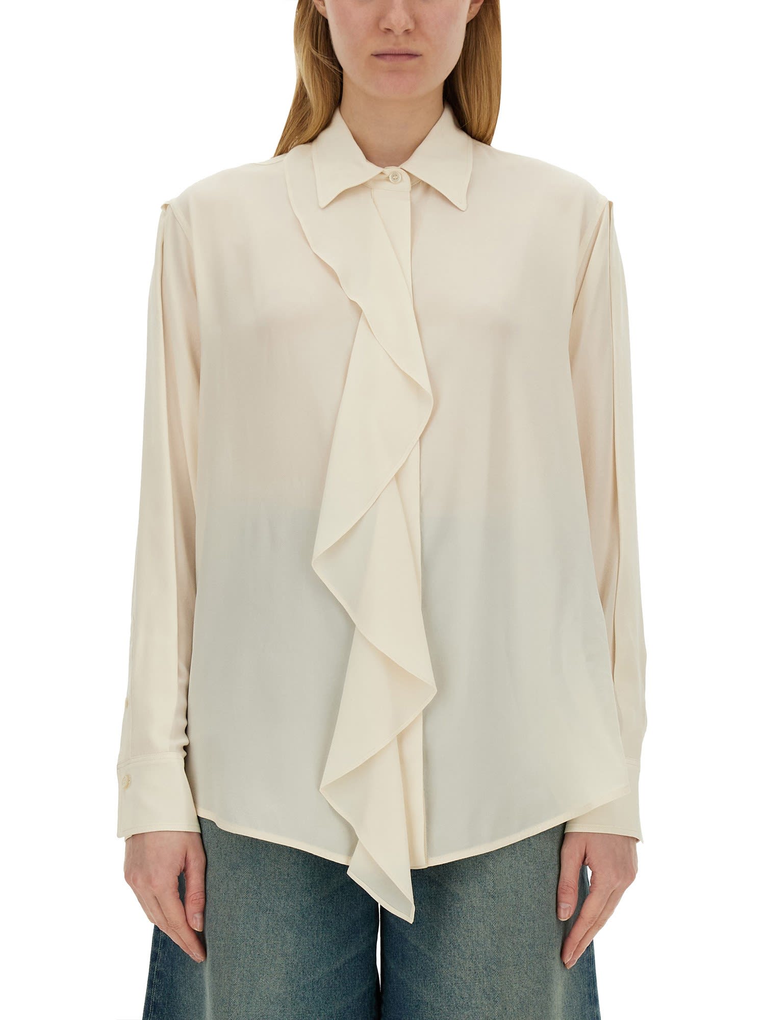 Shop Victoria Beckham Silk Shirt In Panna