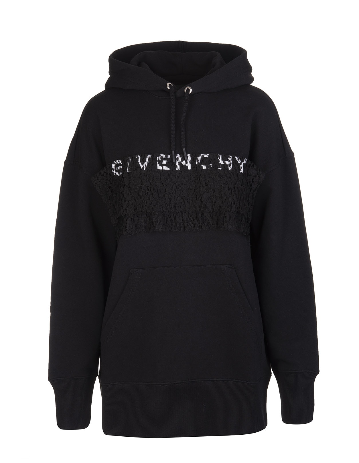 Woman Black Oversize Givenchy Hoodie With Lace