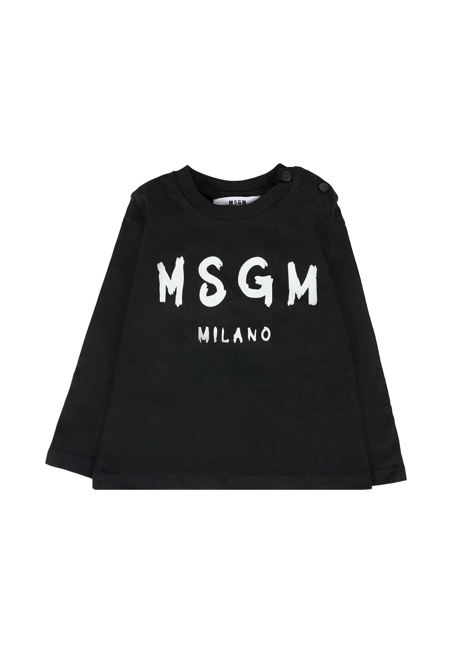 Msgm Black T-shirt For Babykids With Logo In Black