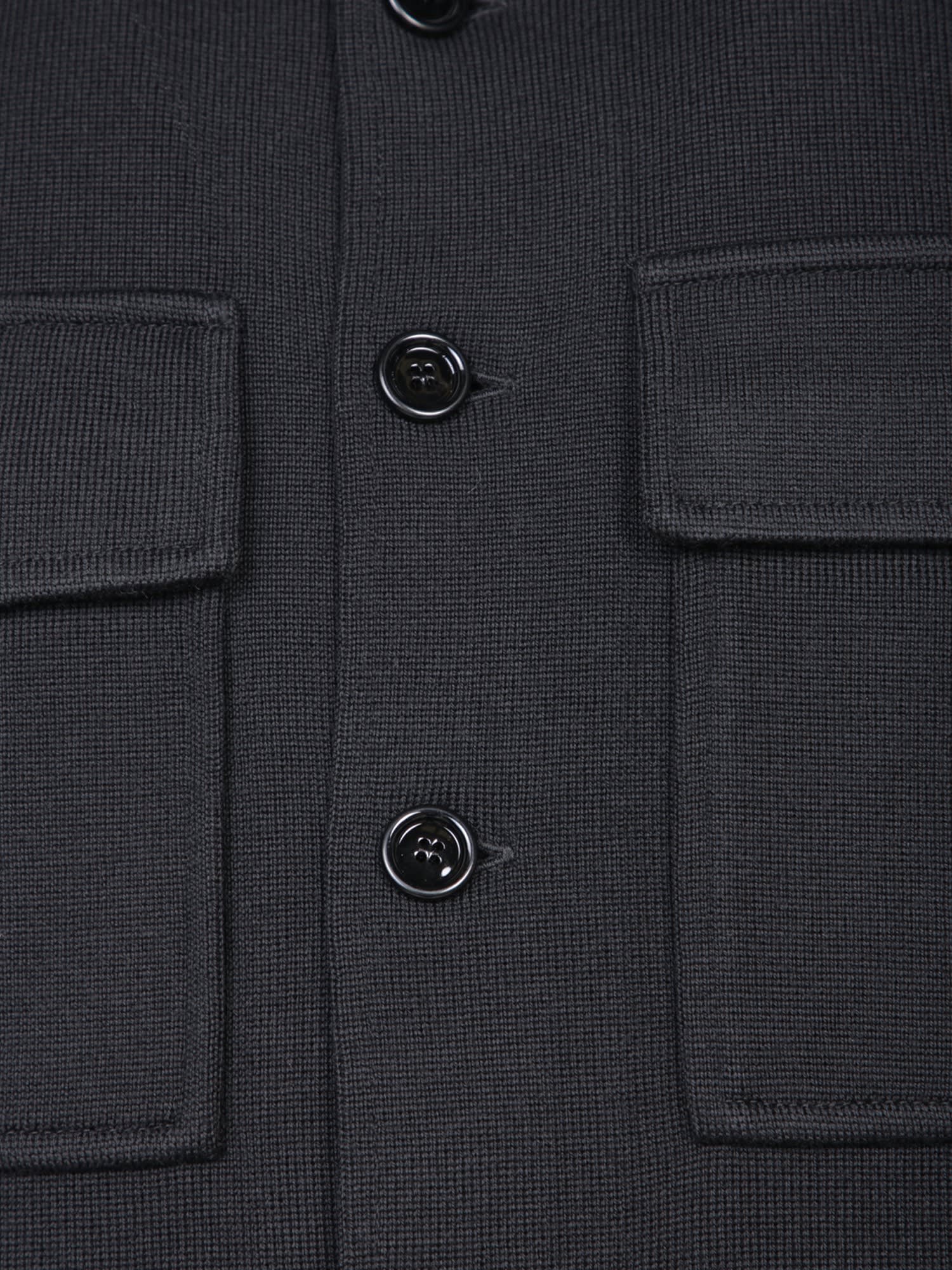 Shop Lardini Black Wool Overshirt