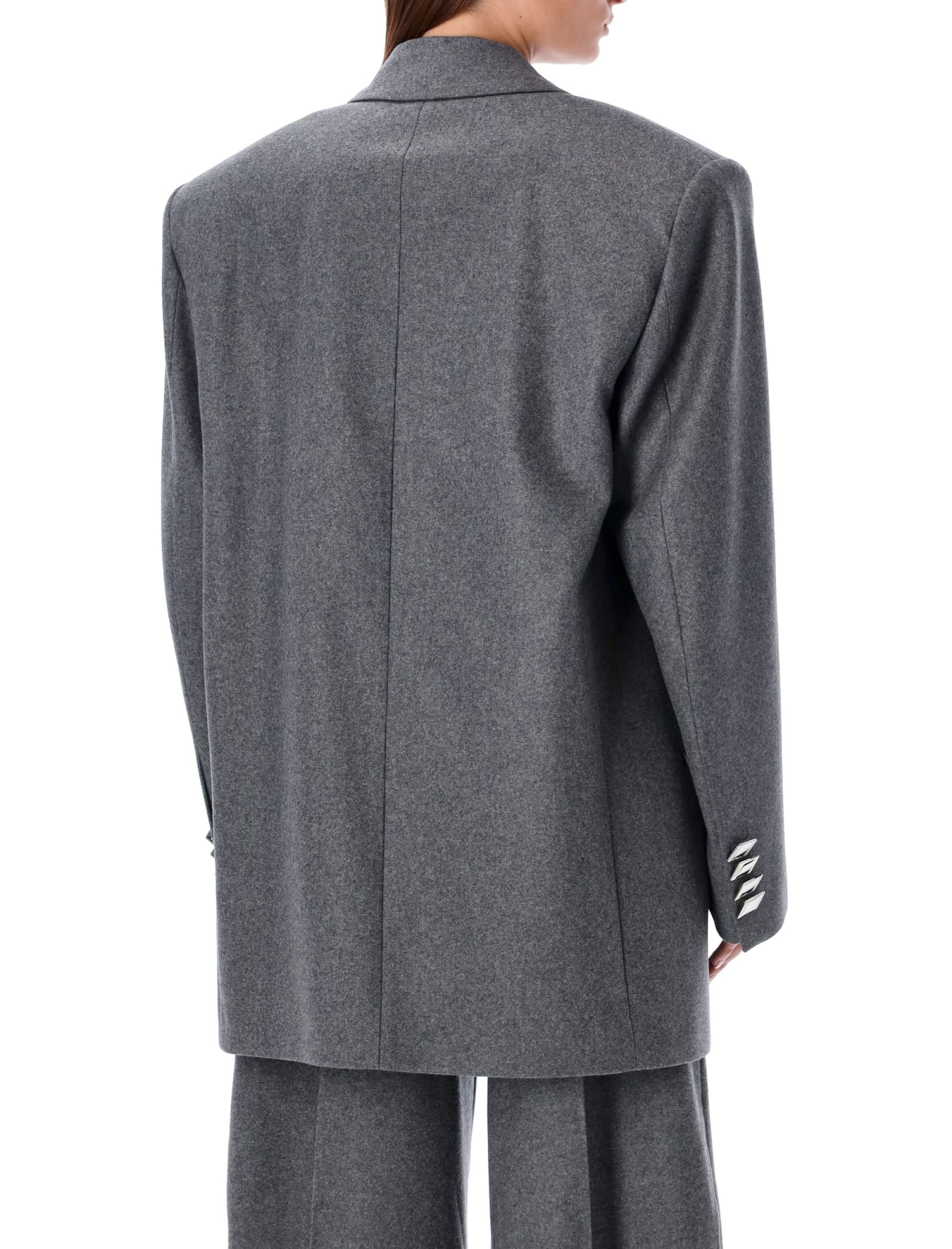 Shop Attico Oversized Blazer In Grey