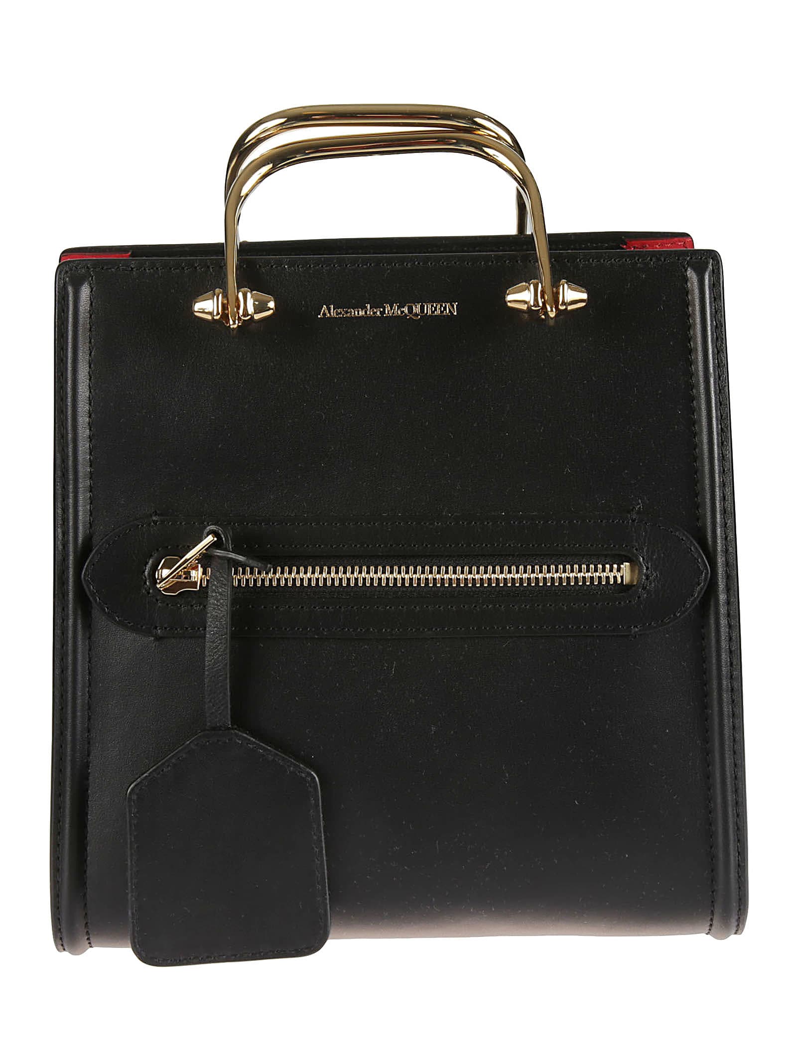 Alexander McQueen Metal Handle Front Pocket Zip Shoulder Bag