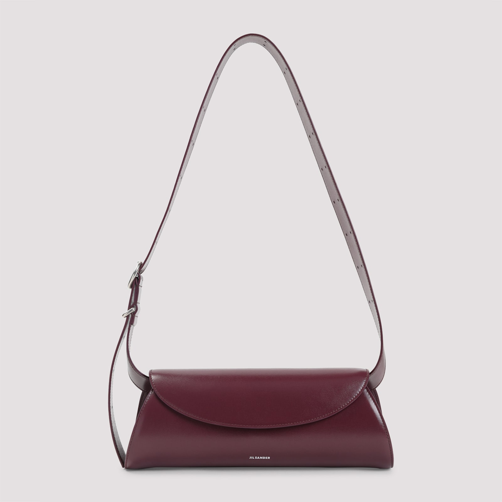 Jil Sander Cannolo Small Leather Shoulder Bag In White