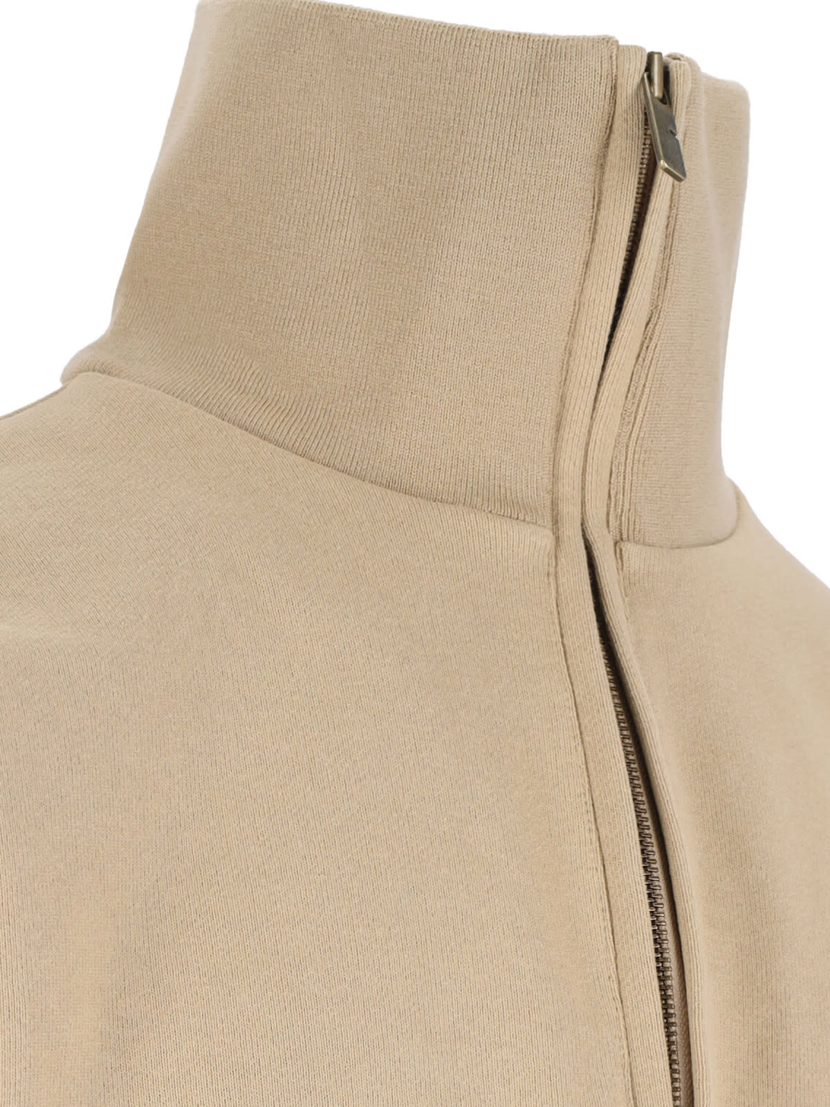 Burberry Beige Stripe Collar Half-zip Sweatshirt In Sand