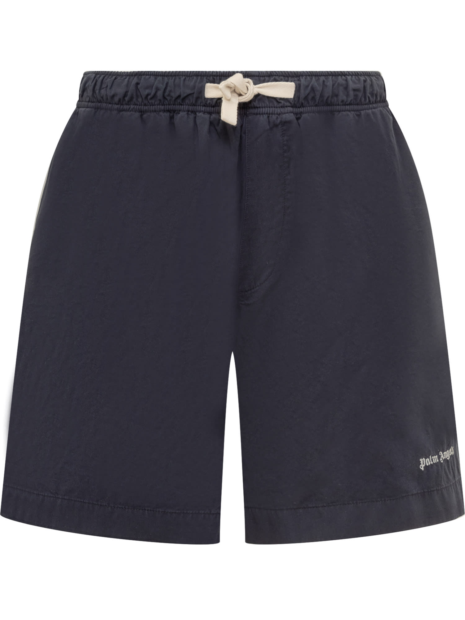 Shop Palm Angels Classic Short With Logo In Navy Blue-off White