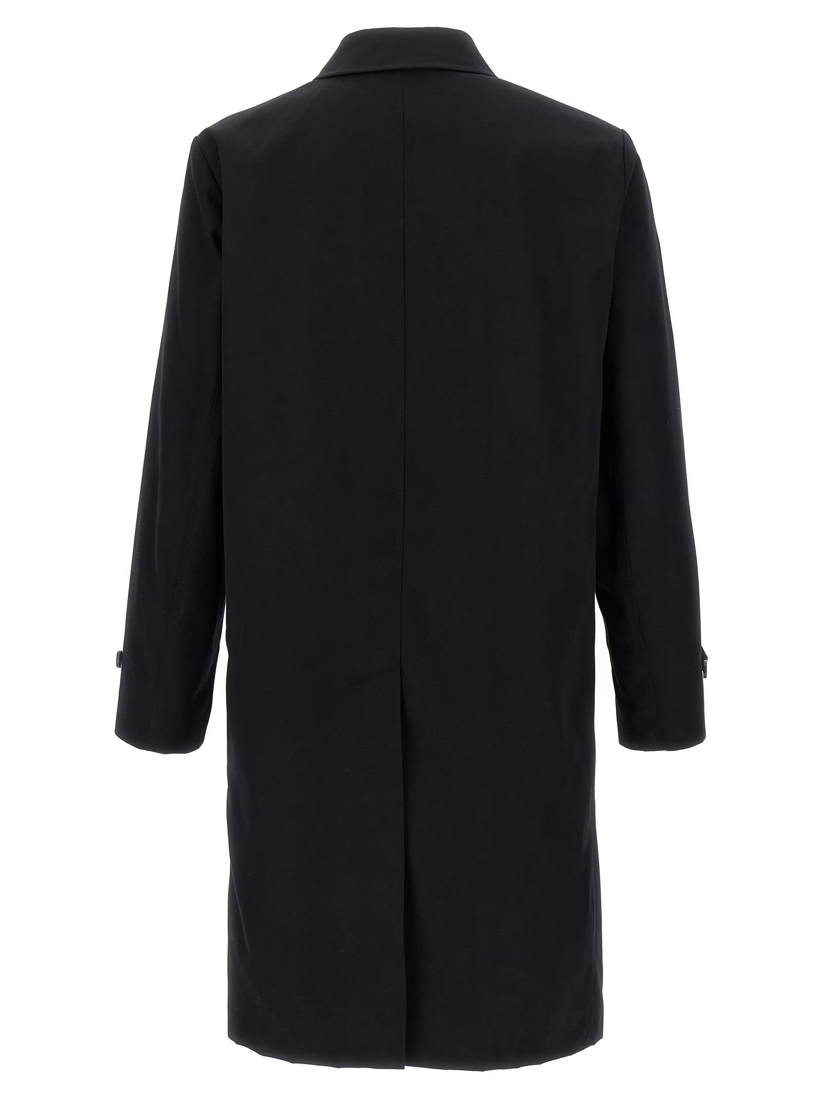 Burberry Collared Coat With Side Pockets And Long Sleeves In Black