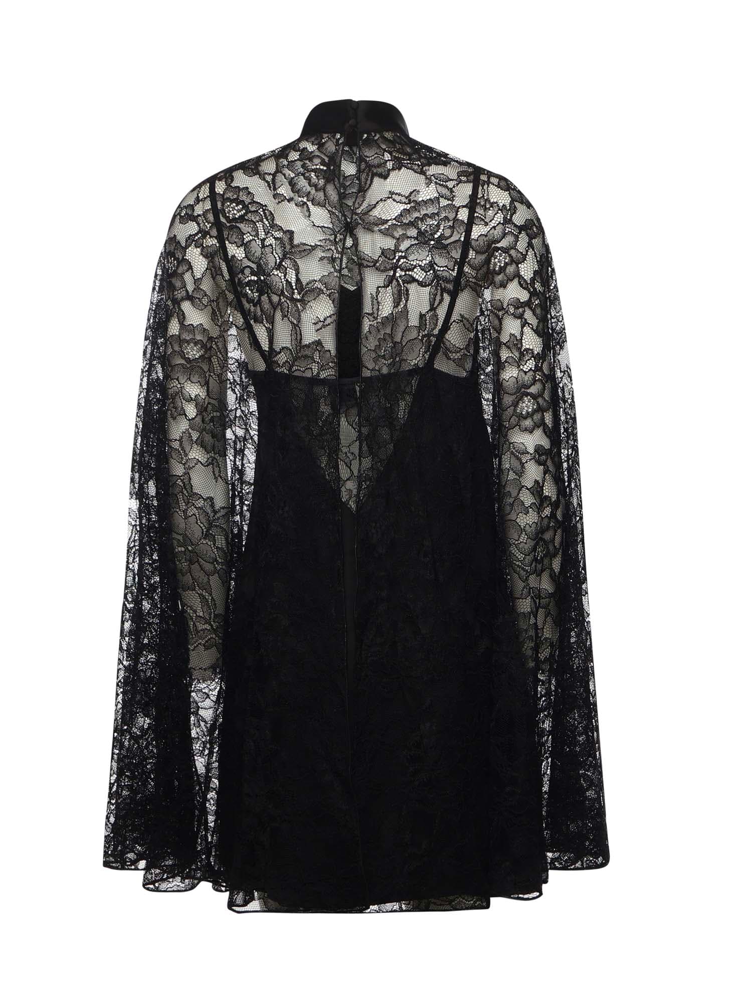 Pinko High-neck Lace Dress In Black