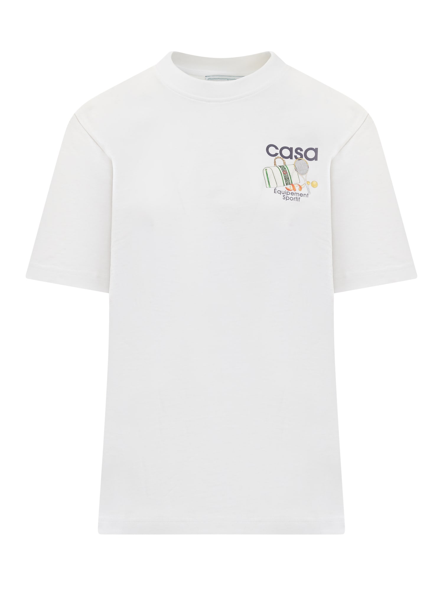 Shop Casablanca Logo Round Neck T-shirt In White