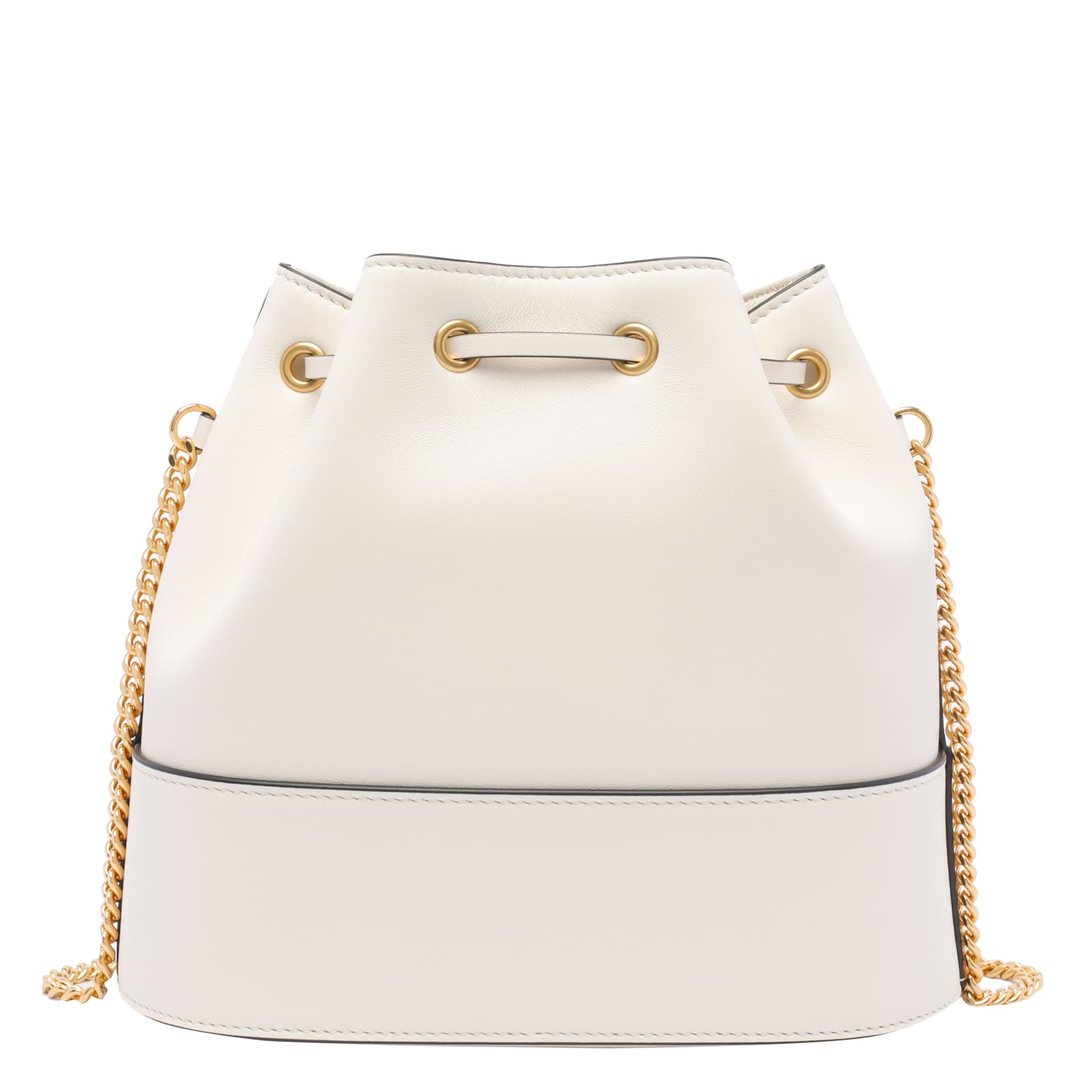 Valentino Chain Bucket Bag Gold-tone Hardware In White