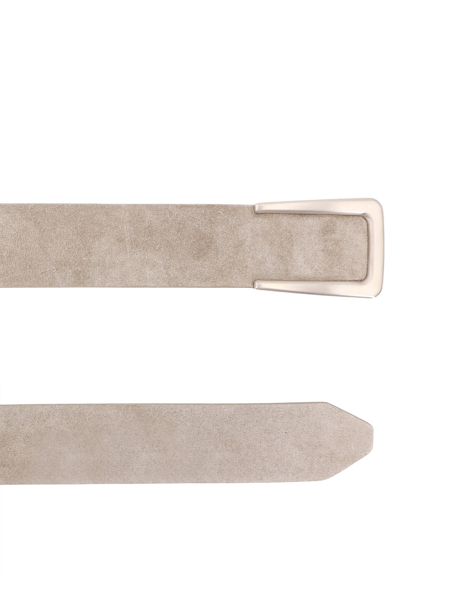 Brunello Cucinelli Suede Belt With Substantial Buckle In Silver