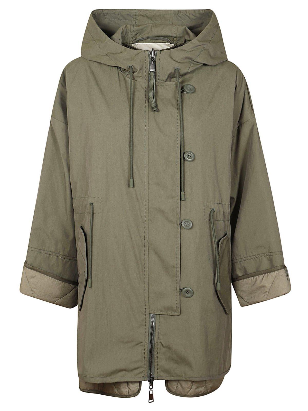 Shop Weekend Max Mara Fumetto Buttoned Reversible Parka In Kaki