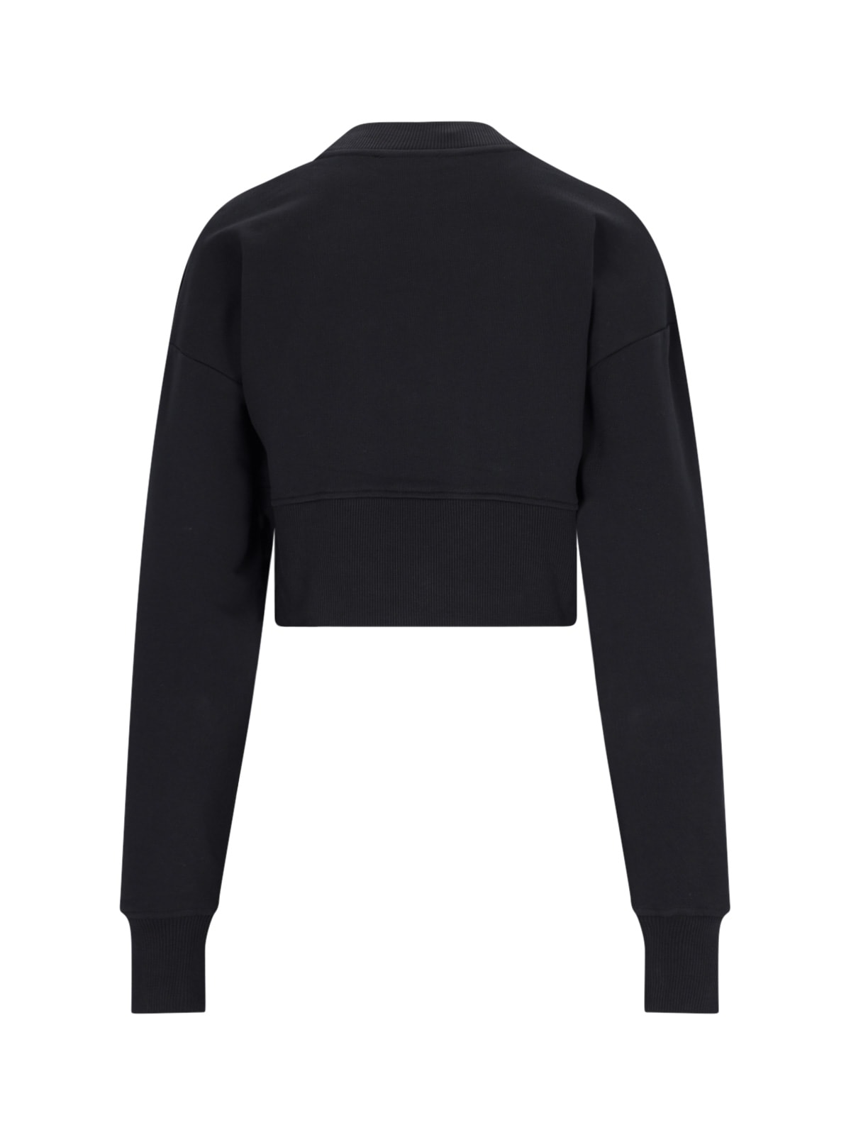 Shop Balmain Cropped Crew Neck Sweatshirt In Black