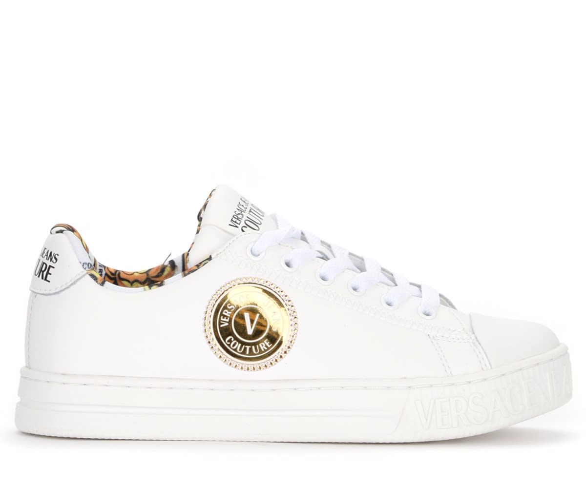 Versace Jeans Couture Court 88 White Sneaker With Golden Logo