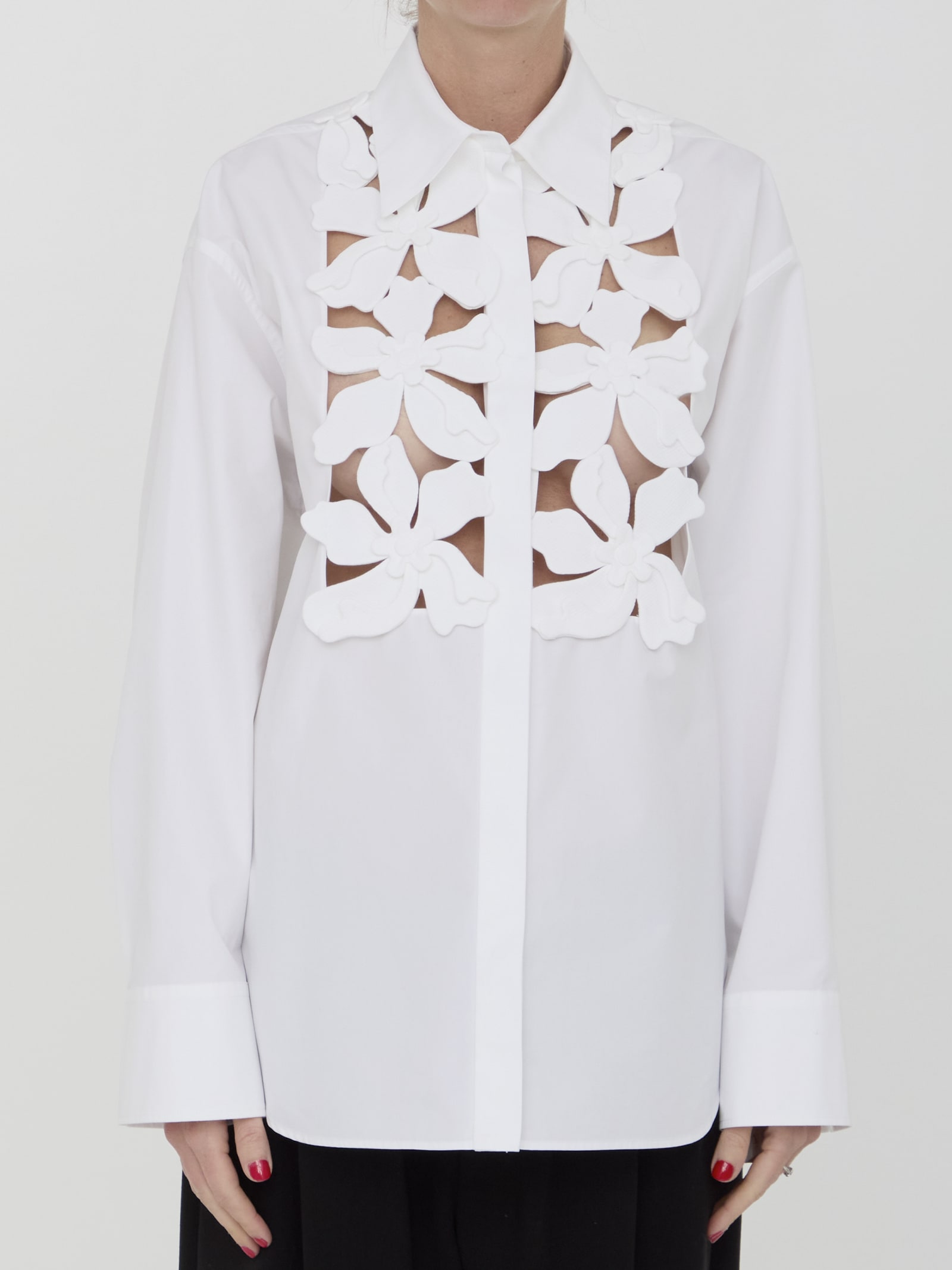 Shop Valentino Compact Popeline Shirt In White