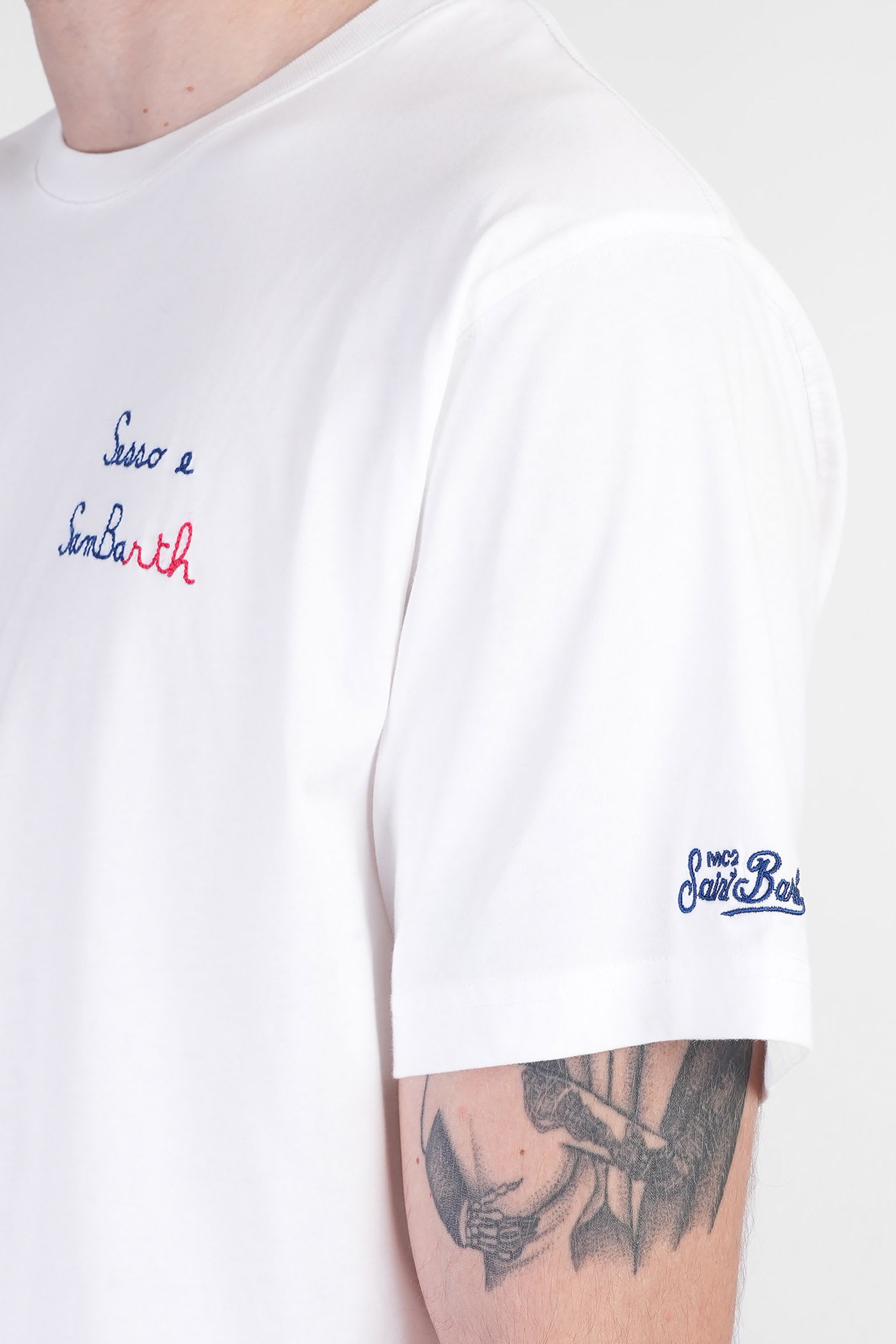 Mc2 Saint Barth Tshirt Man T-shirt In White Cotton In White