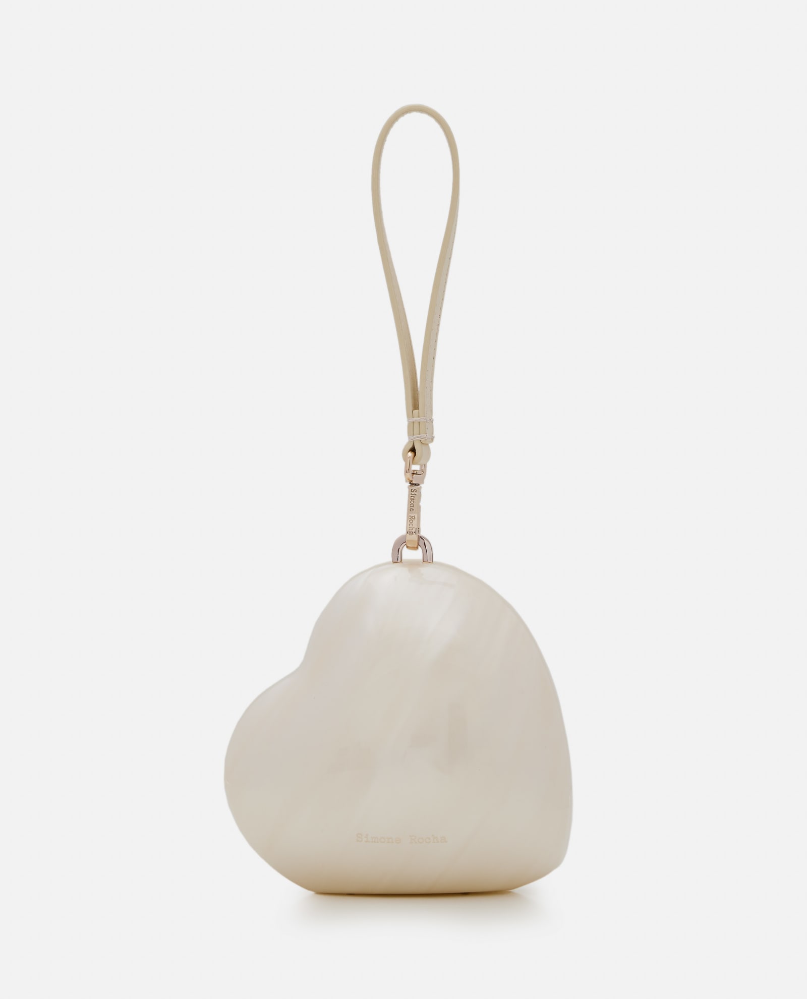 Simone Rocha Pearl Micro Heart Crossbody Bag In White