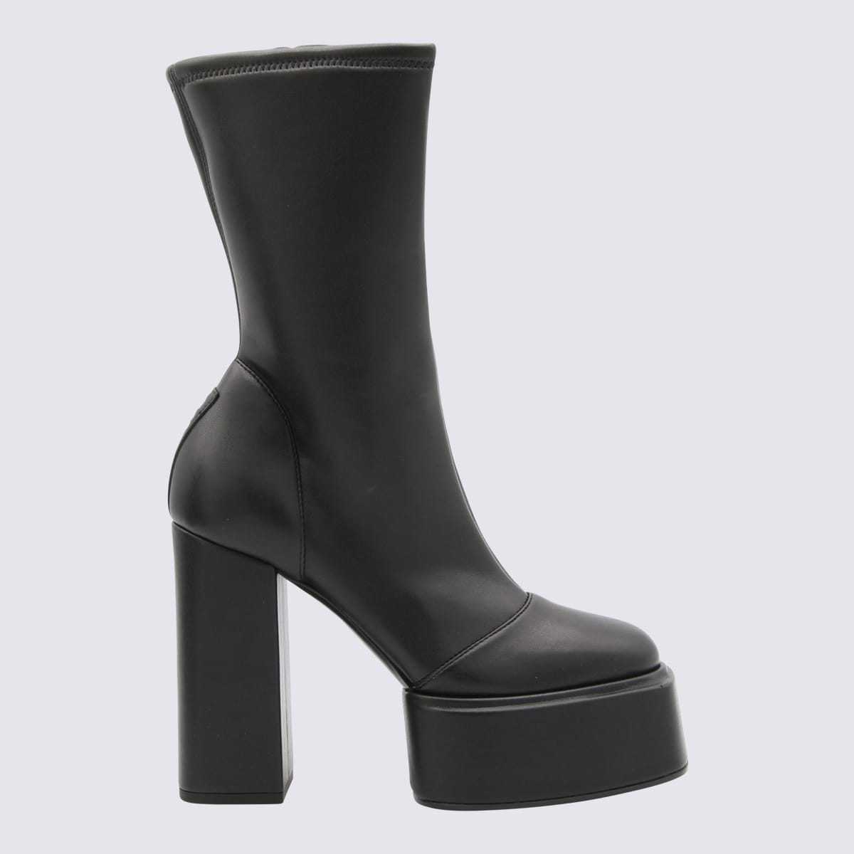 3JUIN BLACK LEATHER MILA ANKLE BOOTS