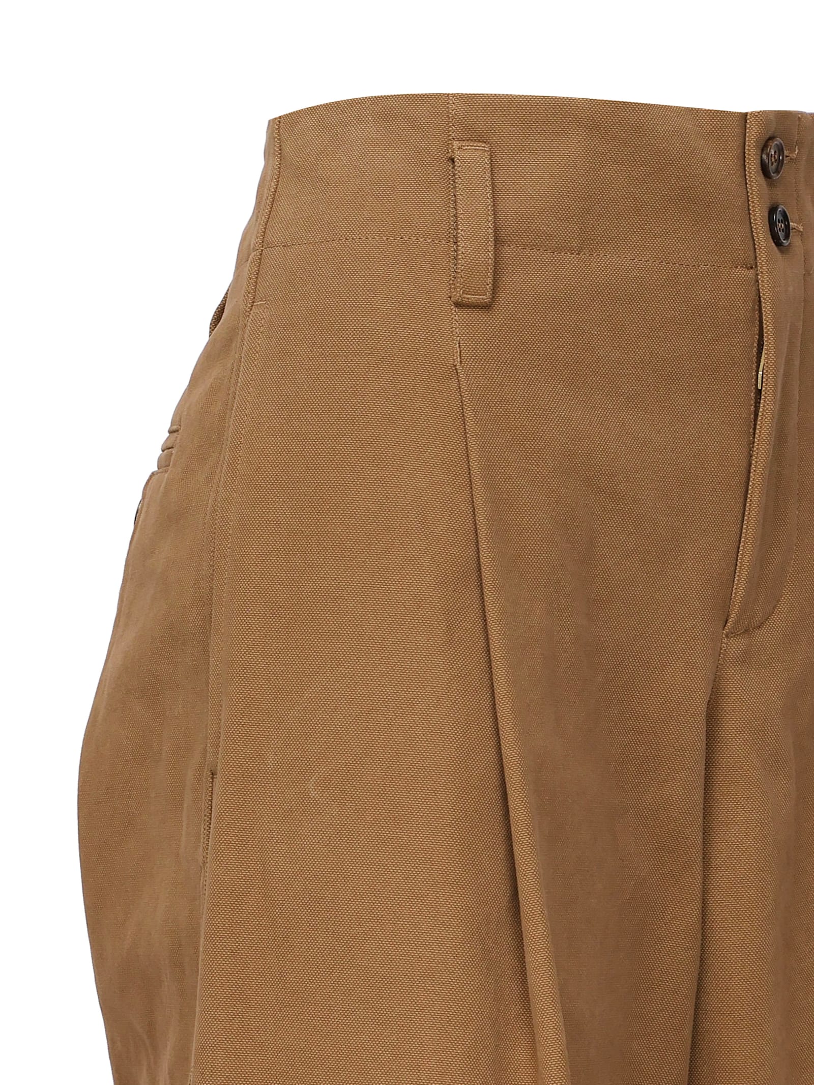 Chloé High-rise And Wide-leg Cotton Canvas Trousers Clothing In Brown
