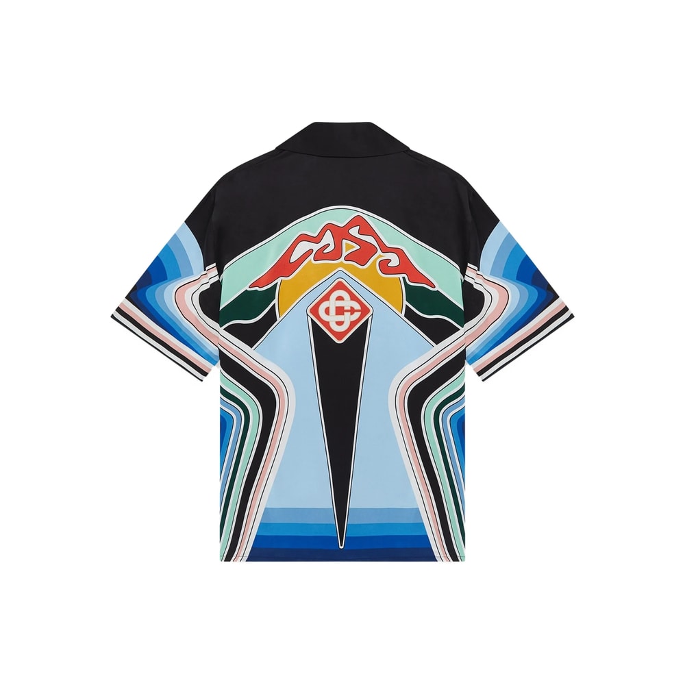 Casablanca Mountain Graphic Silk Shirt With Elastic Waistband In Multi