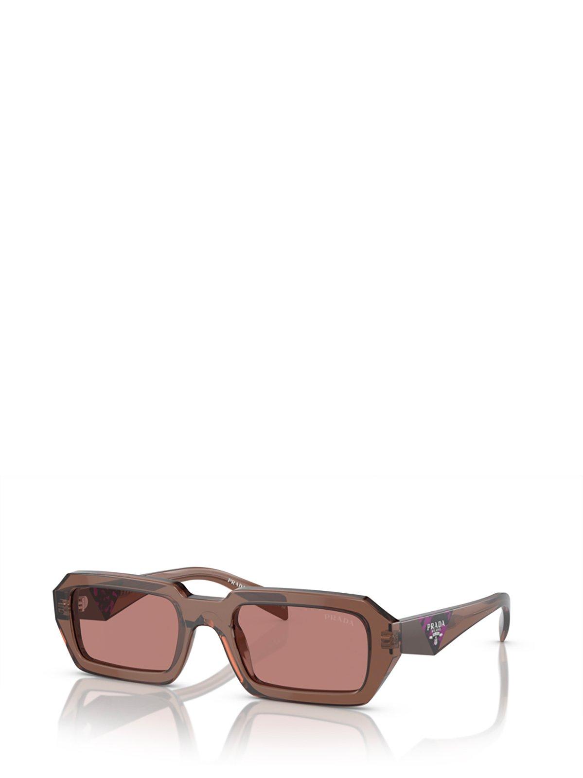 Shop Prada Rectangle Frame Sunglasses Sunglasses In 17o60b Brown Transparent