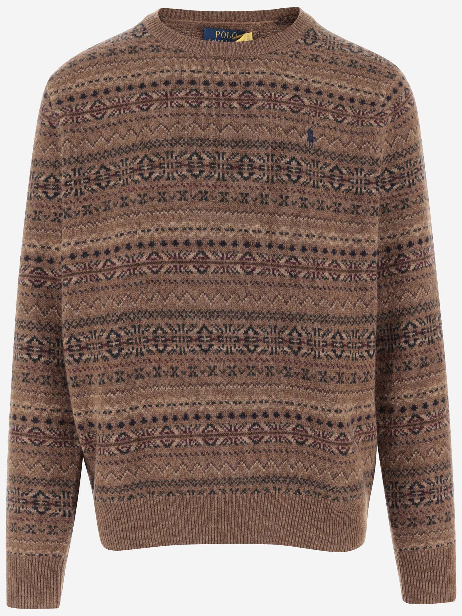 Shop Polo Ralph Lauren Wool Sweater With Geometric Pattern In Red